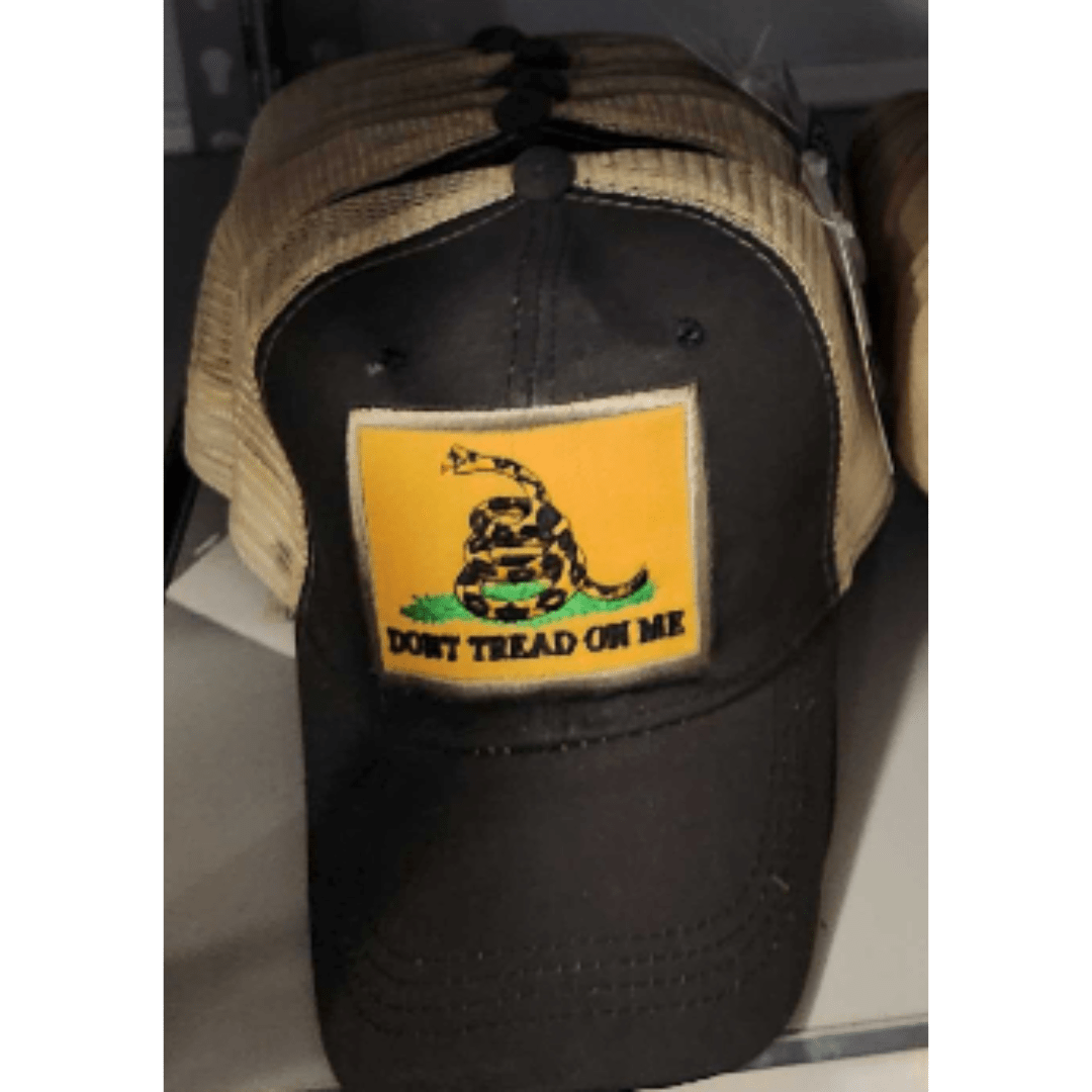 Gadsden Don't Tread on Me Patch (Two - Tone) Trucker Hat (Khaki/Black) - PatriotDepot.com