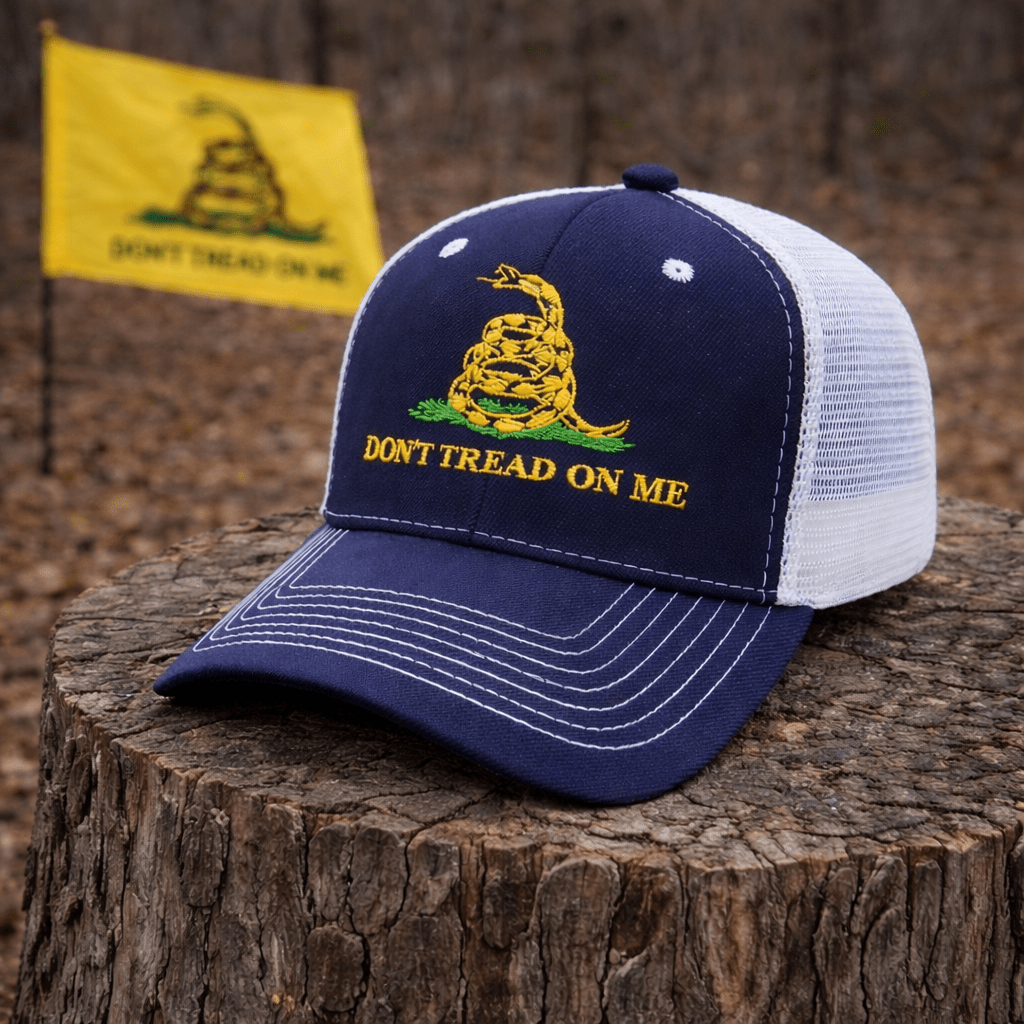Gadsden Don't Tread On Me (Soft Mesh) Truck Style Hat (Navy) - PatriotDepot.com
