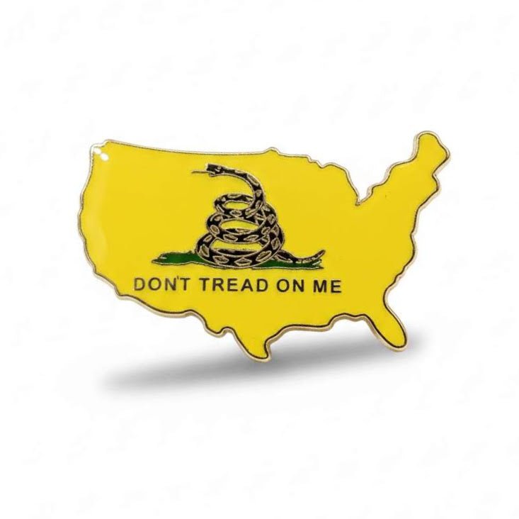 Gadsden Don't Tread on Me USA Shape Enamel Lapel Pin - PatriotDepot.com