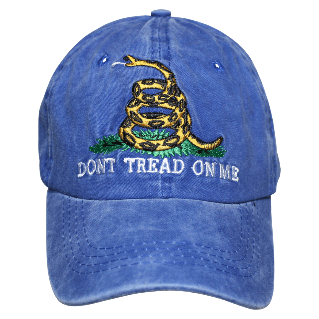 Gadsden Don't Tread on Me Washed Embroidered Hat (Blue) - PatriotDepot.com