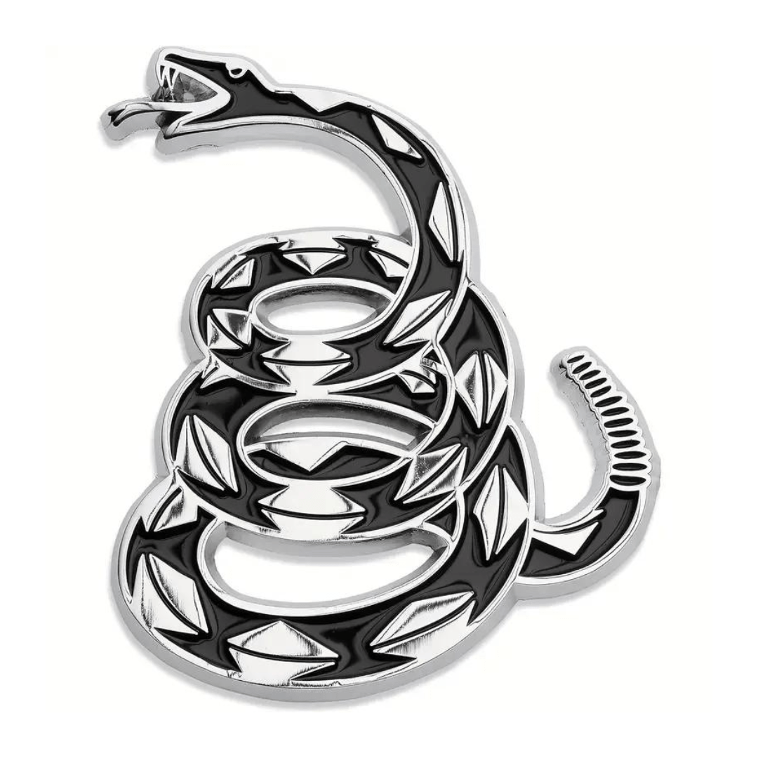 Gadsden Snake Auto Emblem (Silver & Black) - PatriotDepot.com