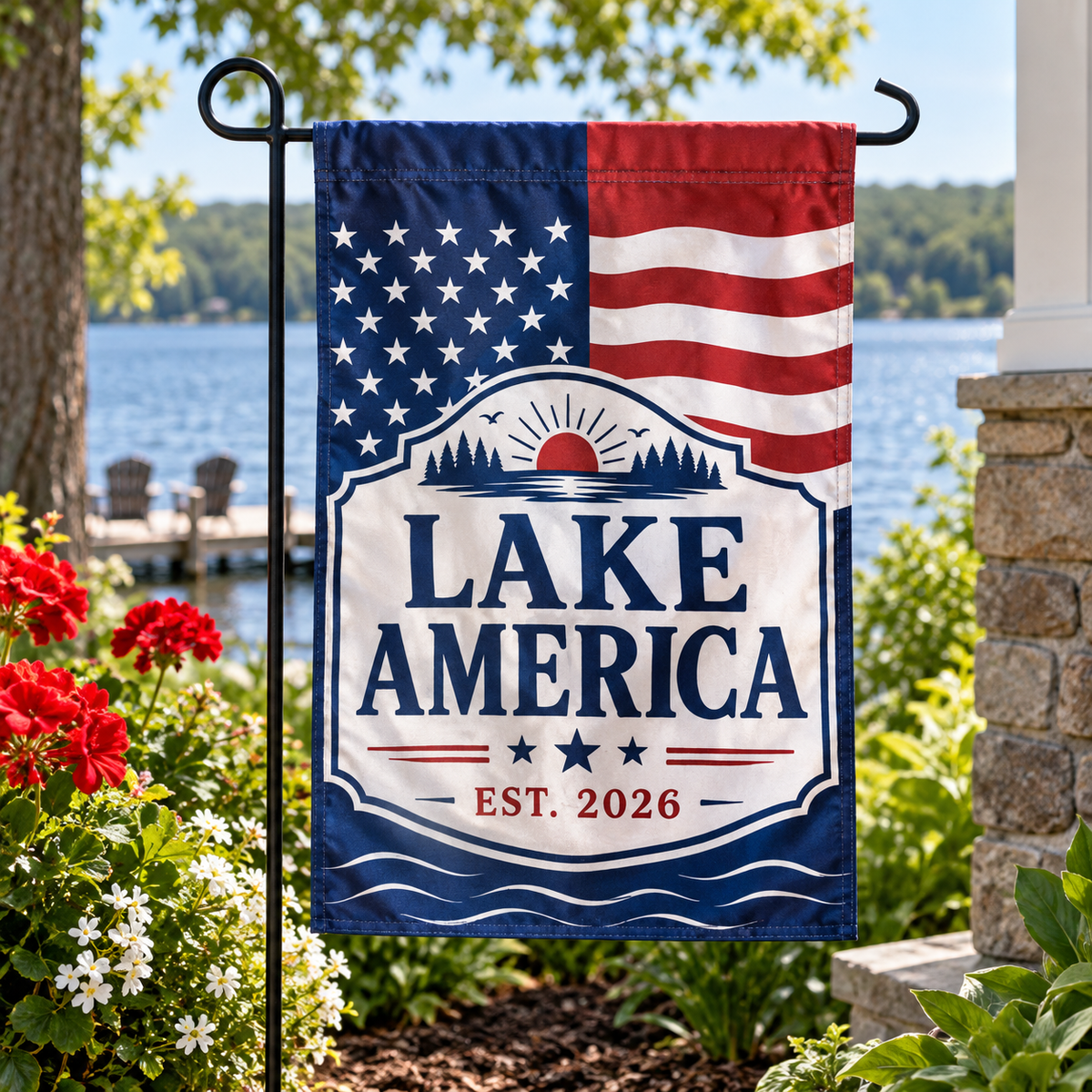 Lake America Est. 2026 Patriotic Garden Flag – 12″ × 18″