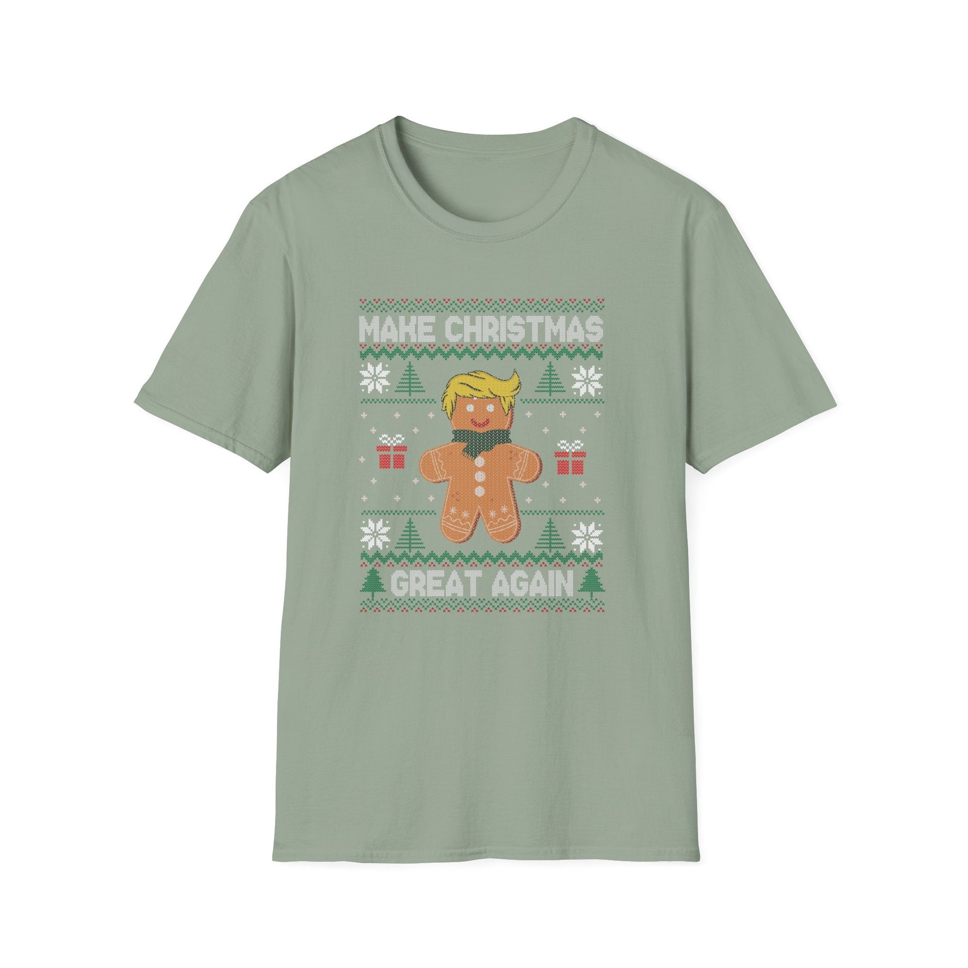 Gingerbread Trump Make Christmas Great Again Ugly Sweater Design T-Shirt - PatriotDepot.com