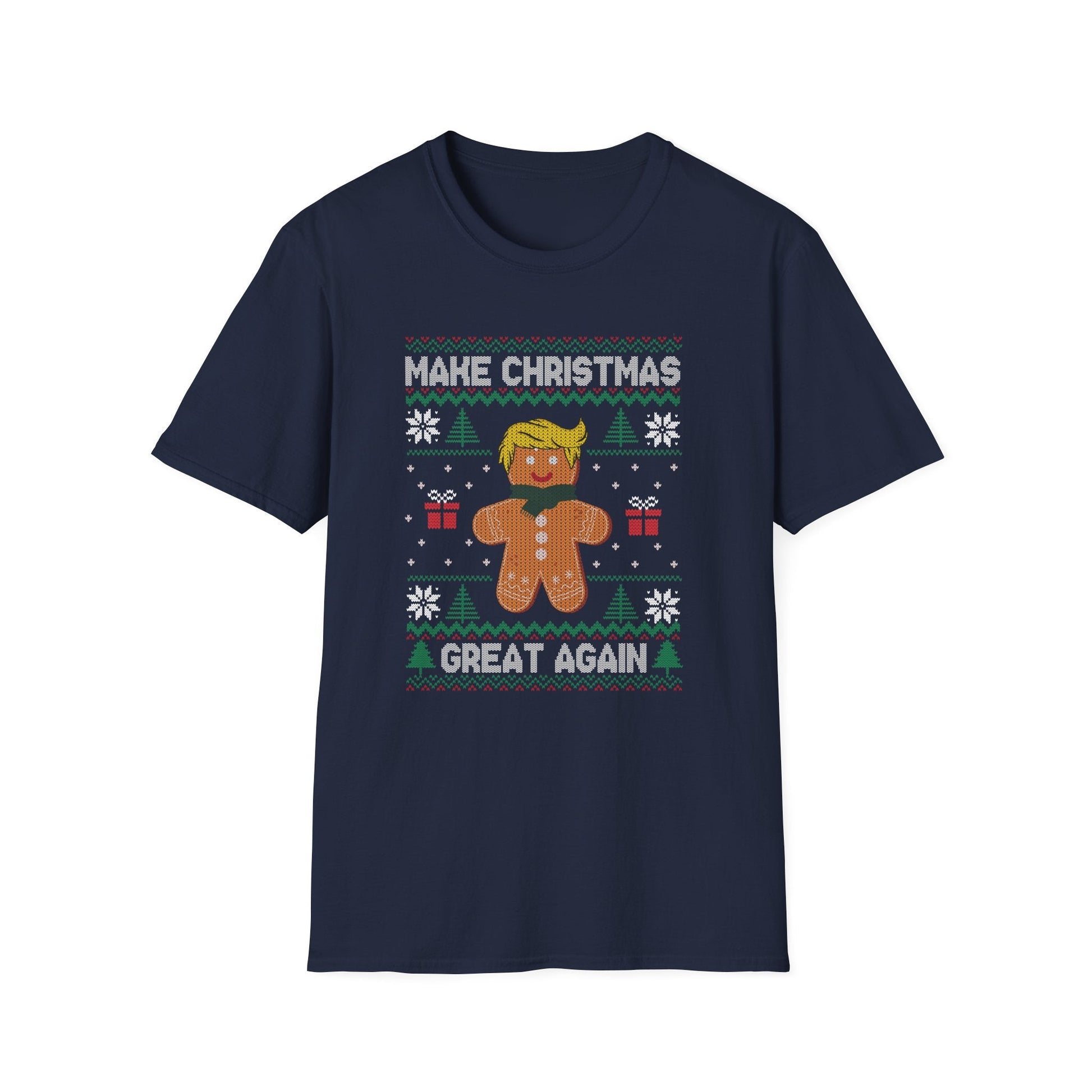 Gingerbread Trump Make Christmas Great Again Ugly Sweater Design T-Shirt - PatriotDepot.com