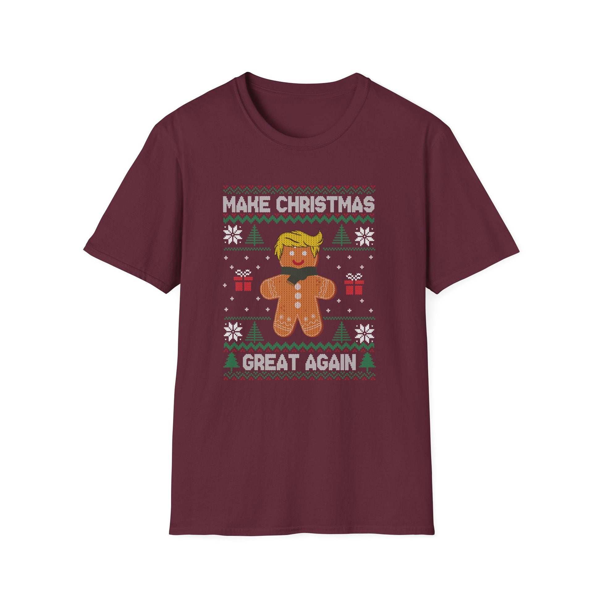 Gingerbread Trump Make Christmas Great Again Ugly Sweater Design T-Shirt - PatriotDepot.com