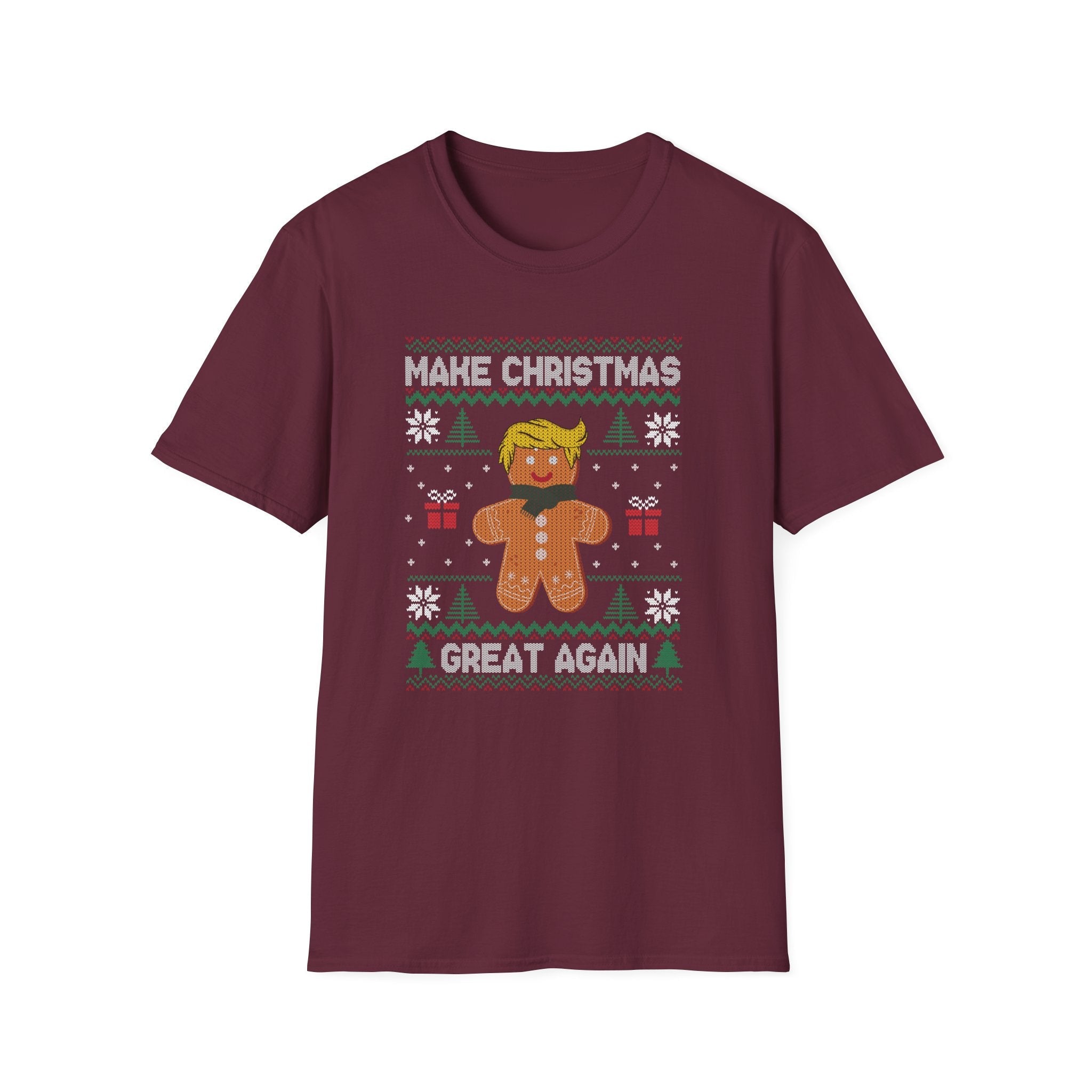 Gingerbread Trump Make Christmas Great Again Ugly Sweater Design T-Shirt - PatriotDepot.com
