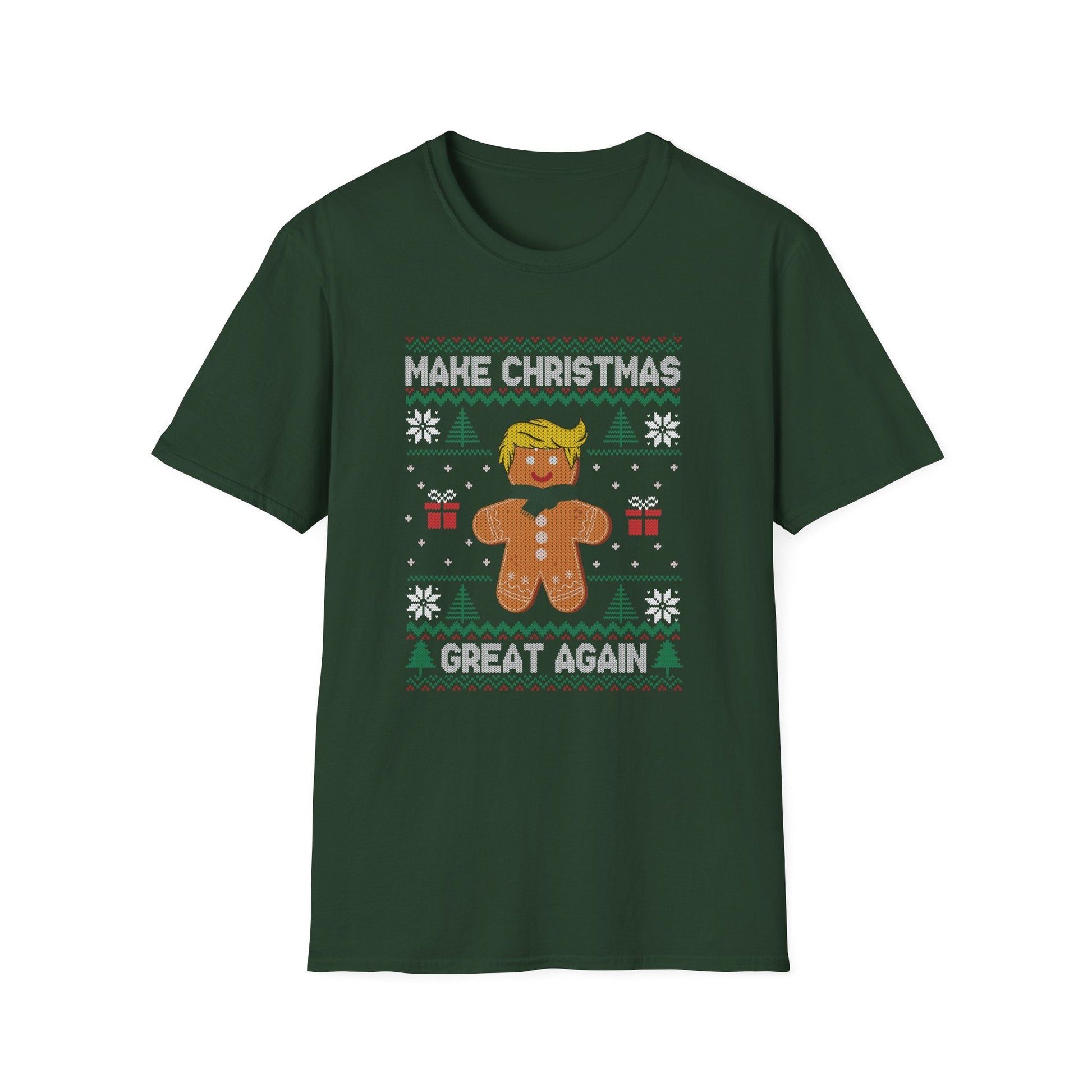 Gingerbread Trump Make Christmas Great Again Ugly Sweater Design T-Shirt - PatriotDepot.com