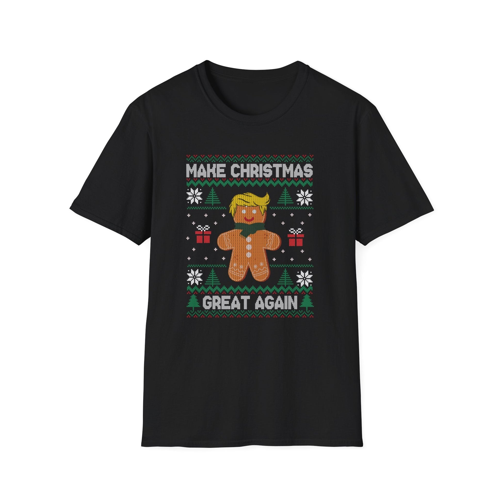 Gingerbread Trump Make Christmas Great Again Ugly Sweater Design T-Shirt - PatriotDepot.com