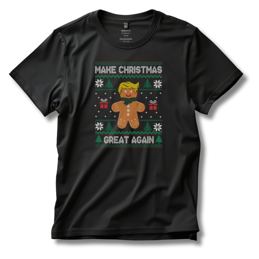 Gingerbread Trump Make Christmas Great Again Ugly Sweater Design T-Shirt - PatriotDepot.com