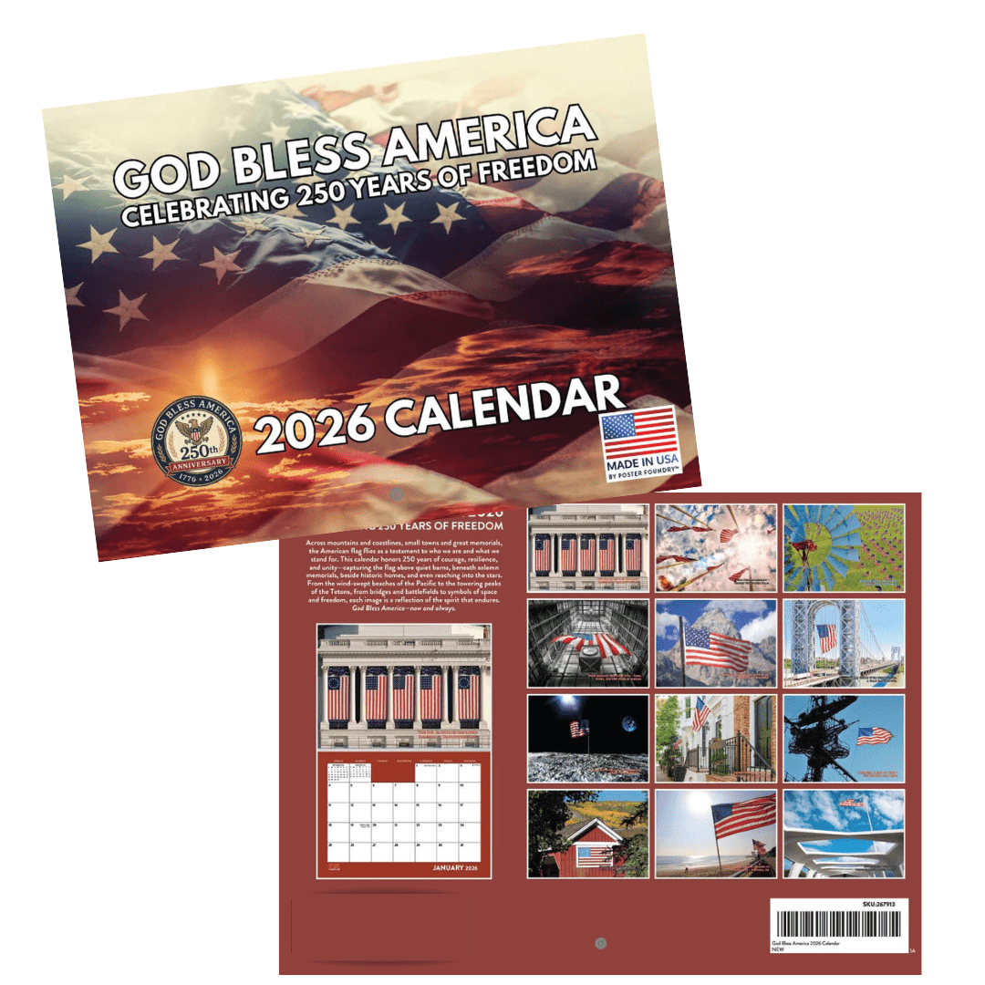 God Bless America 2026 Wall Calendar — Celebrating 250 Years of Freedom - PatriotDepot.com