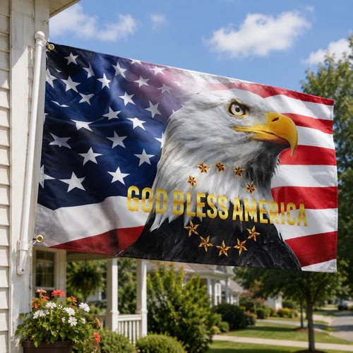 God Bless America Bald Eagle Patriotic 3' x 5' Flag - PatriotDepot.com