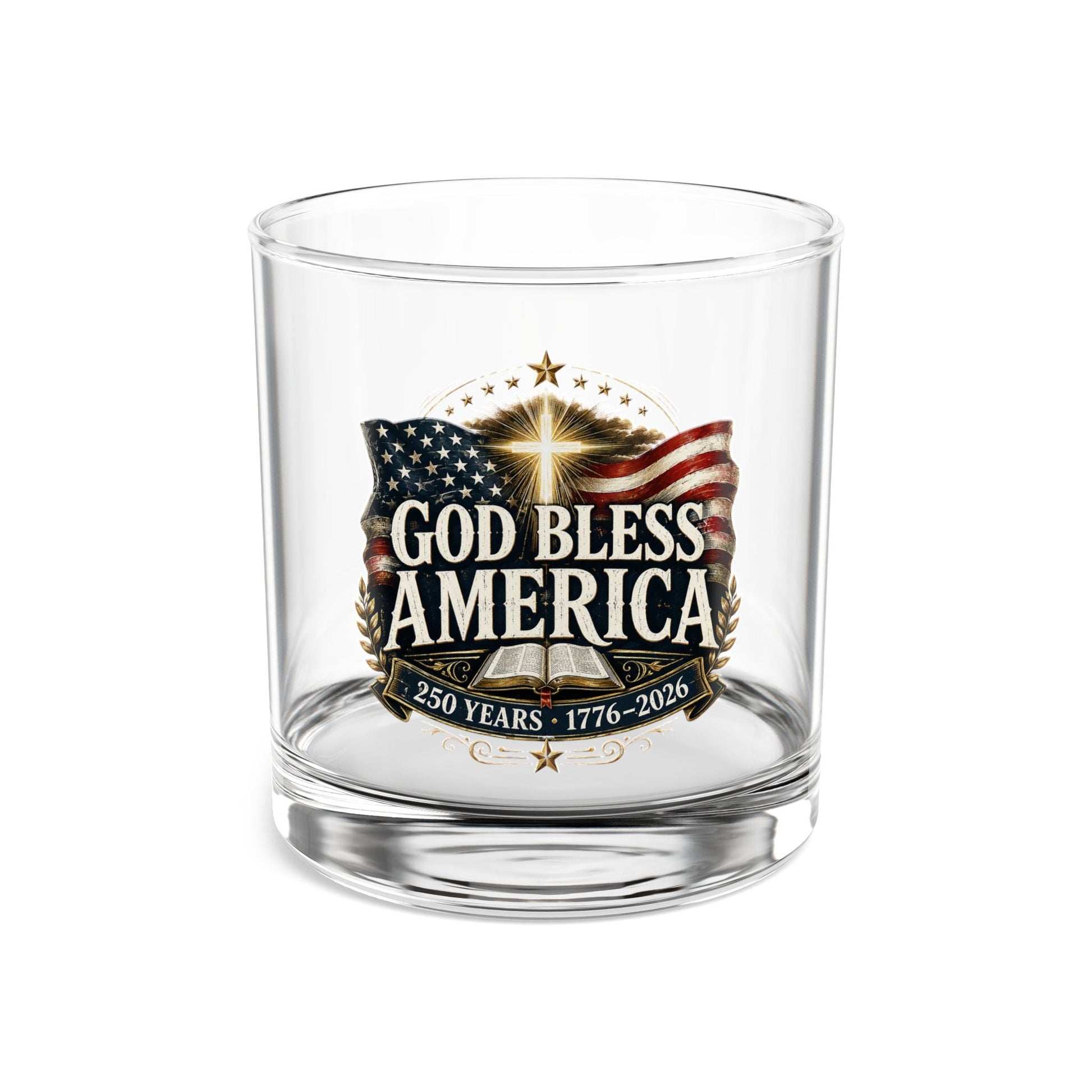 God Bless America Patriotic Rocks Glass – Patriotic 250th Anniversary of America Edition - PatriotDepot.com