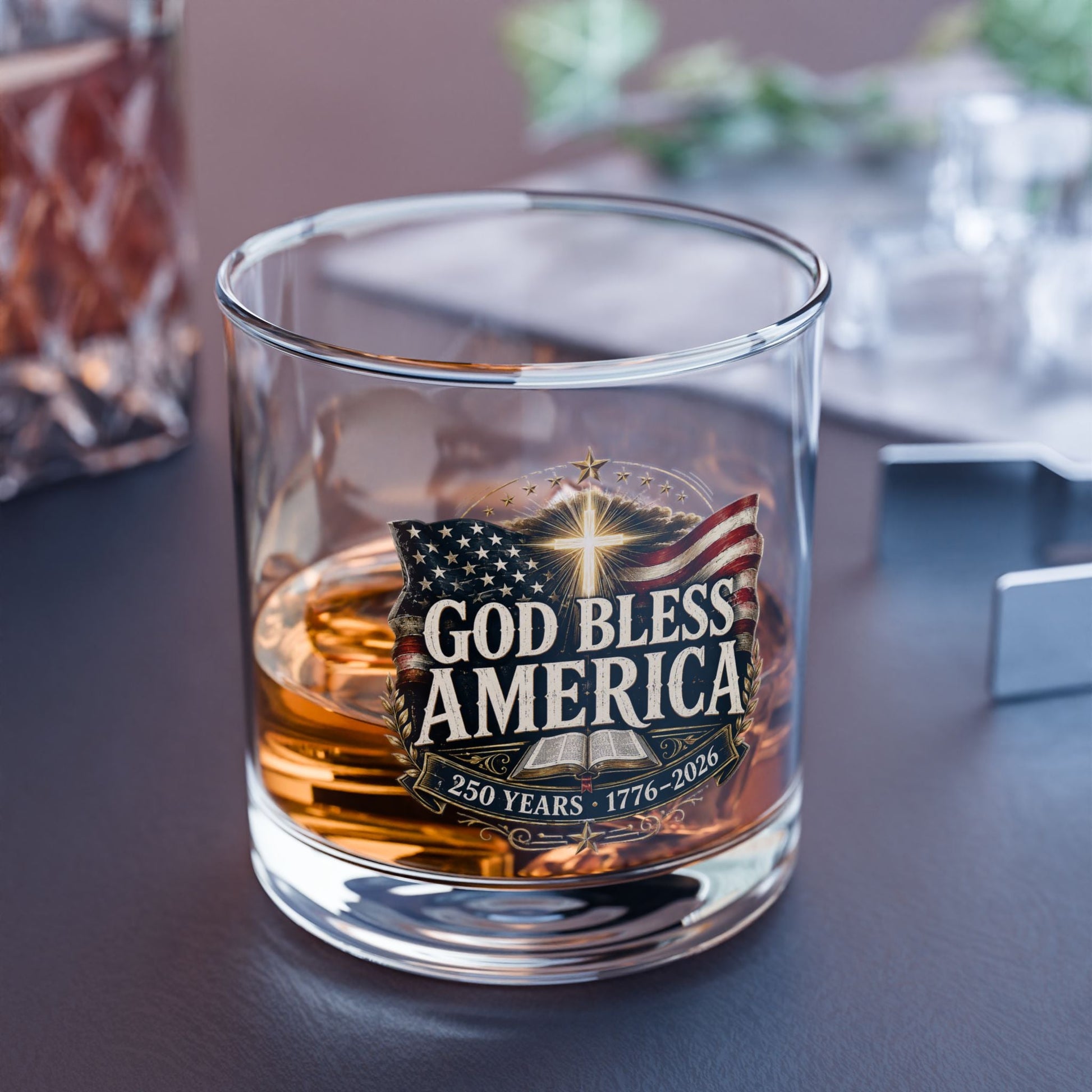 God Bless America Patriotic Rocks Glass – Patriotic 250th Anniversary of America Edition - PatriotDepot.com