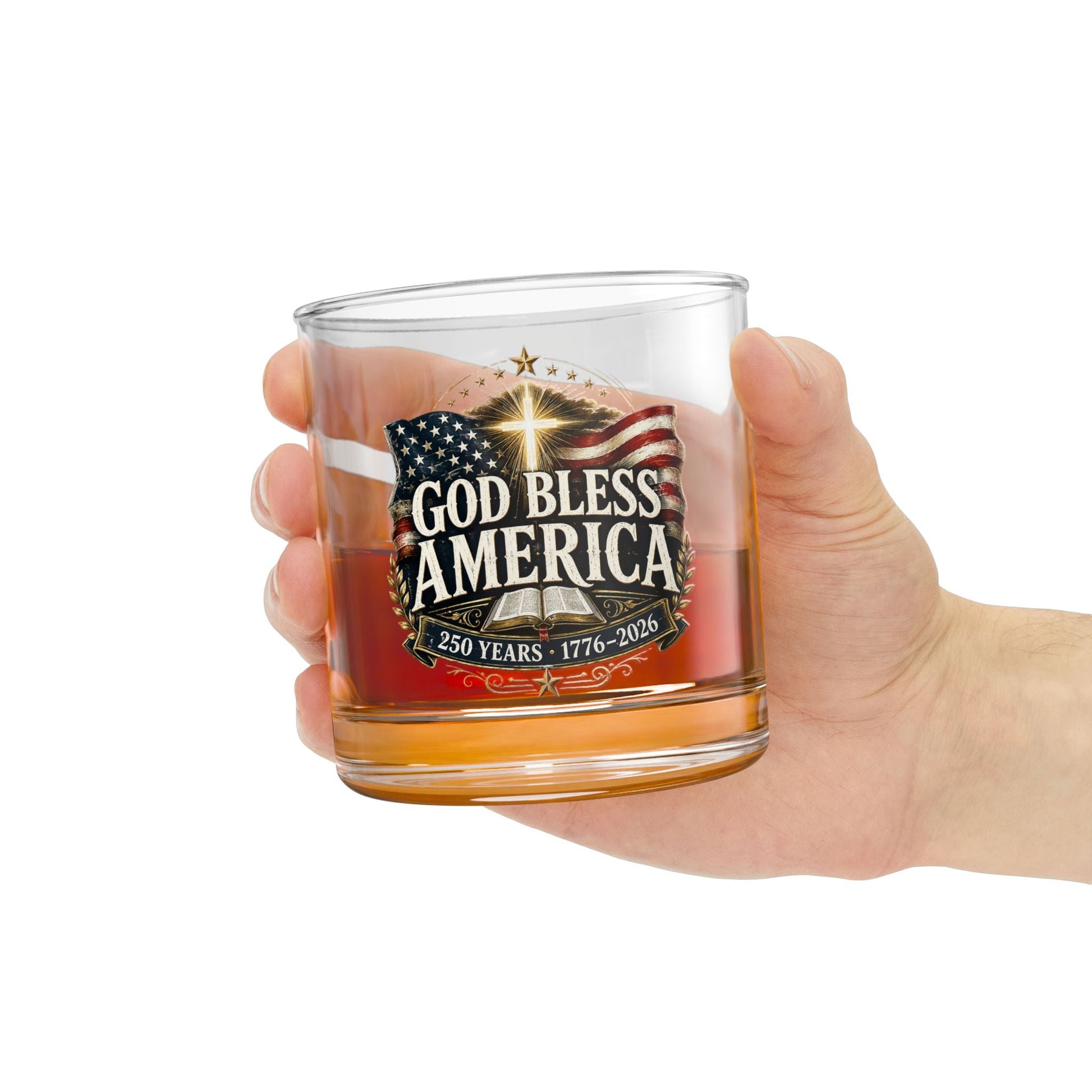 God Bless America Patriotic Rocks Glass – Patriotic 250th Anniversary of America Edition - PatriotDepot.com
