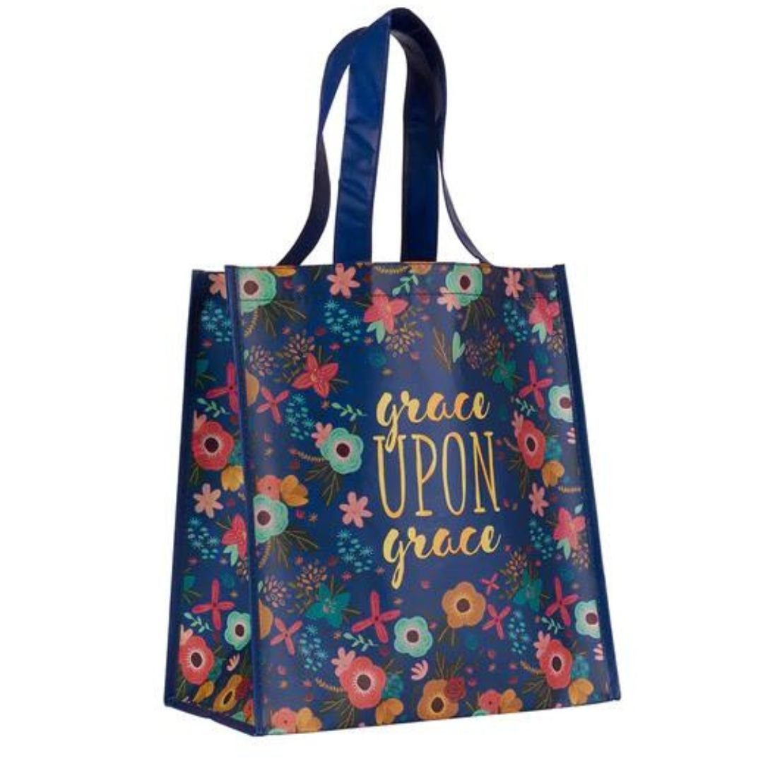 Grace Upon Grace Shopping Tote (English Flower Garden Design) - PatriotDepot.com