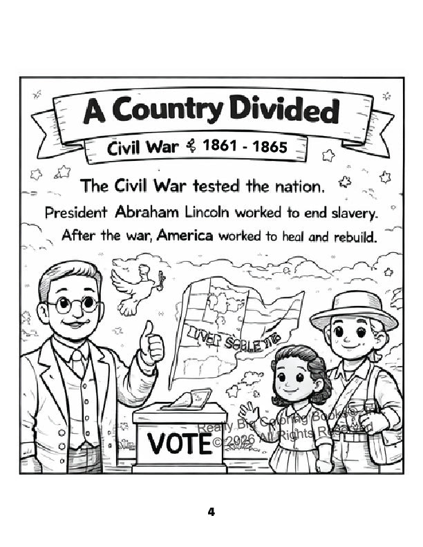 Happy 250th Birthday America! Patriotic Coloring Book for Kids | 24 Pages | 8.5" x 11" - PatriotDepot.com