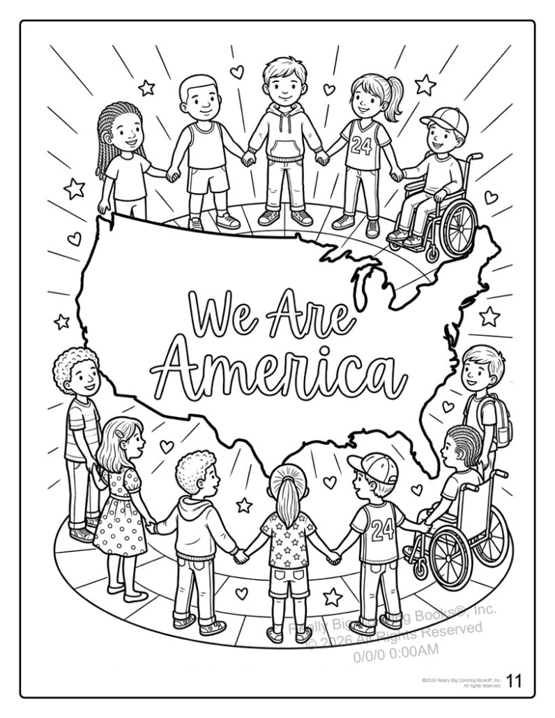 Happy 250th Birthday America! Patriotic Coloring Book for Kids | 24 Pages | 8.5" x 11" - PatriotDepot.com