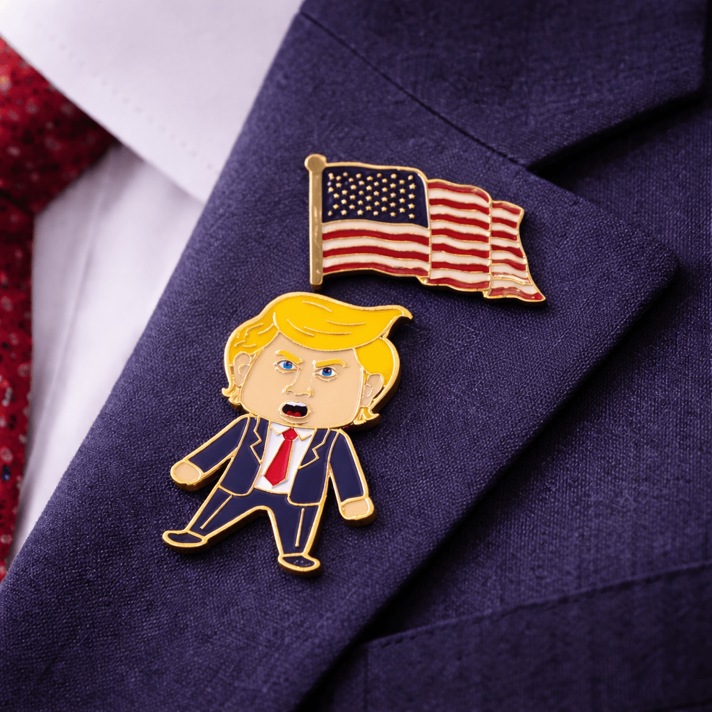 Happy Trump Classic Gold - Plated Enamel Lapel Pin - PatriotDepot.com