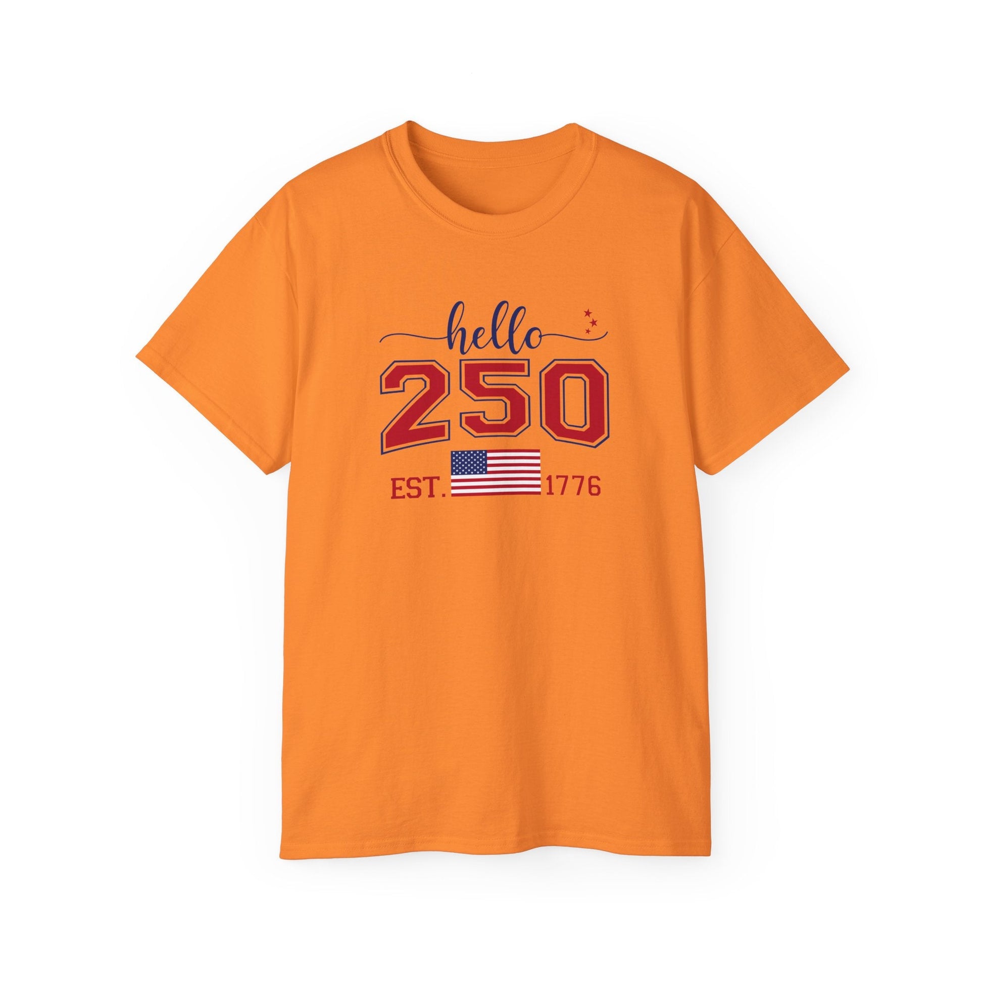 Hello, 250th Anniversary T-Shirt (America Strong) - PatriotDepot.com