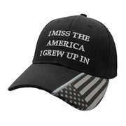 I Miss the America I Grew Up In Embroidered Hat w/ flag bill (Black) - PatriotDepot.com