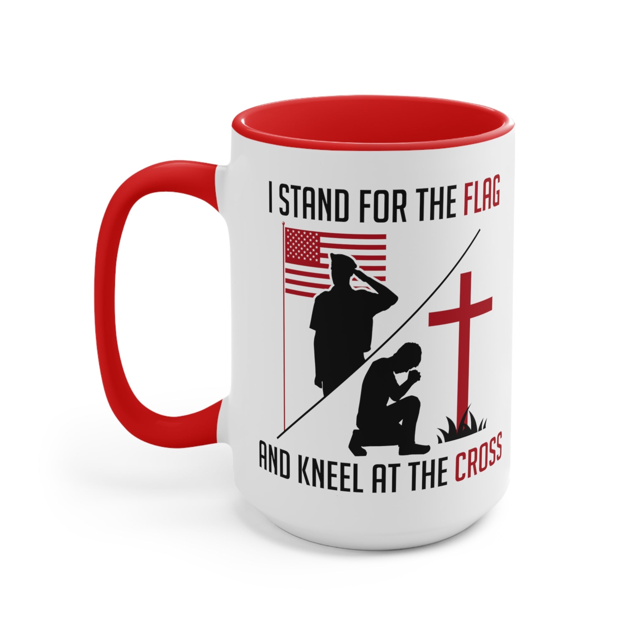 I Stand For The Flag And Kneel At The Cross Mug (2 sizes, 2 colors) - PatriotDepot.com