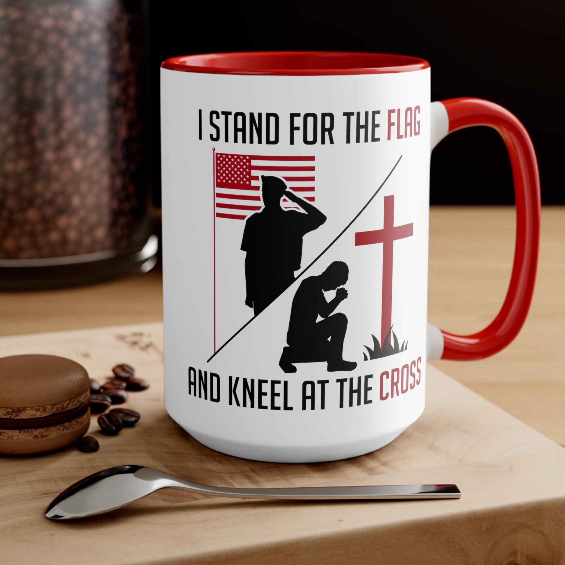 I Stand For The Flag And Kneel At The Cross Mug (2 sizes, 2 colors) - PatriotDepot.com