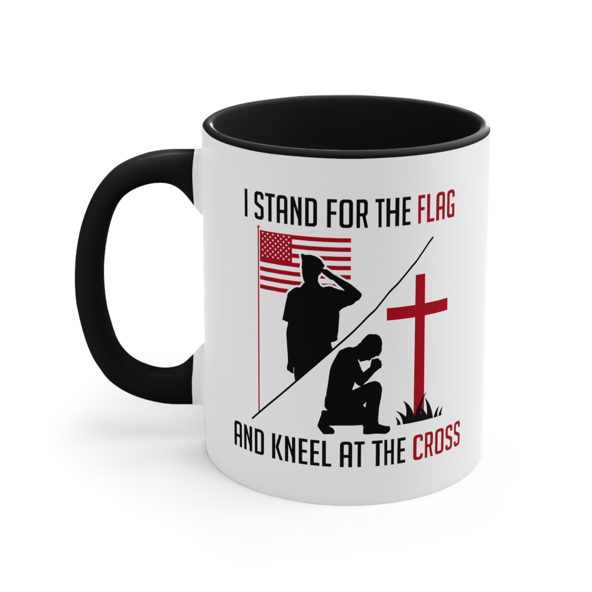 I Stand For The Flag And Kneel At The Cross Mug (2 sizes, 2 colors) - PatriotDepot.com