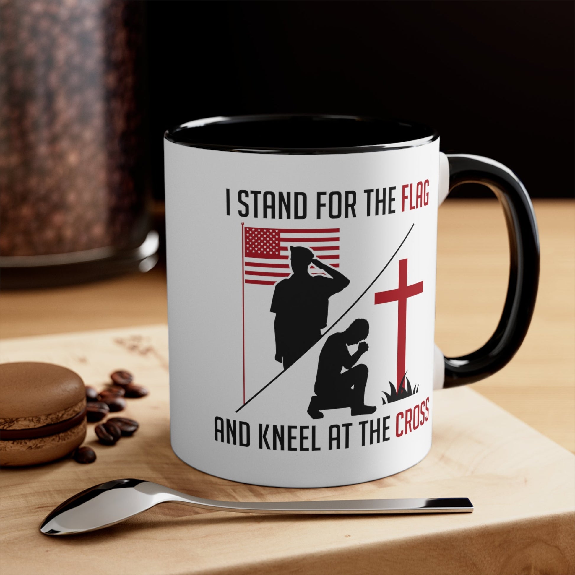 I Stand For The Flag And Kneel At The Cross Mug (2 sizes, 2 colors) - PatriotDepot.com
