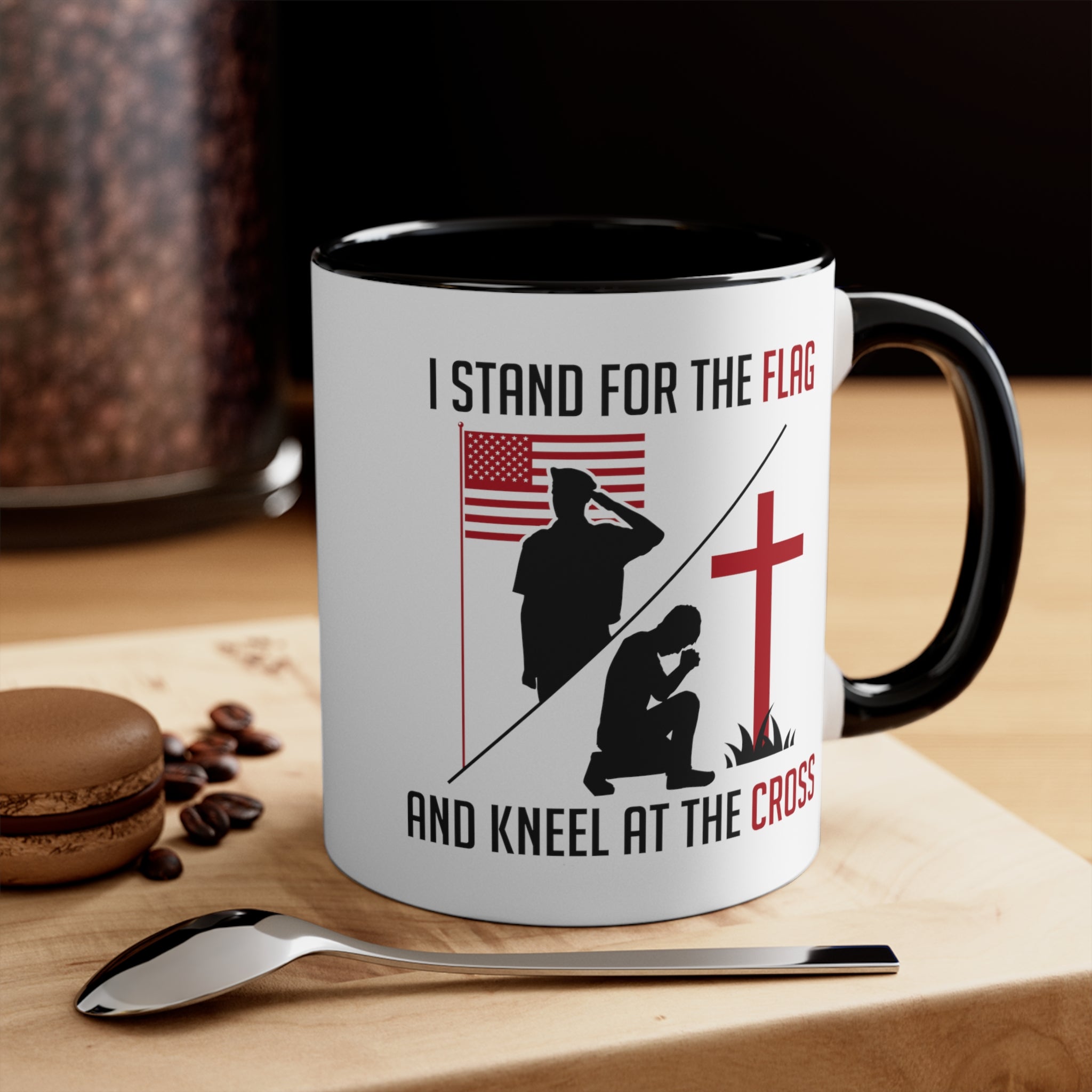 I Stand For The Flag And Kneel At The Cross Mug (2 sizes, 2 colors) - PatriotDepot.com