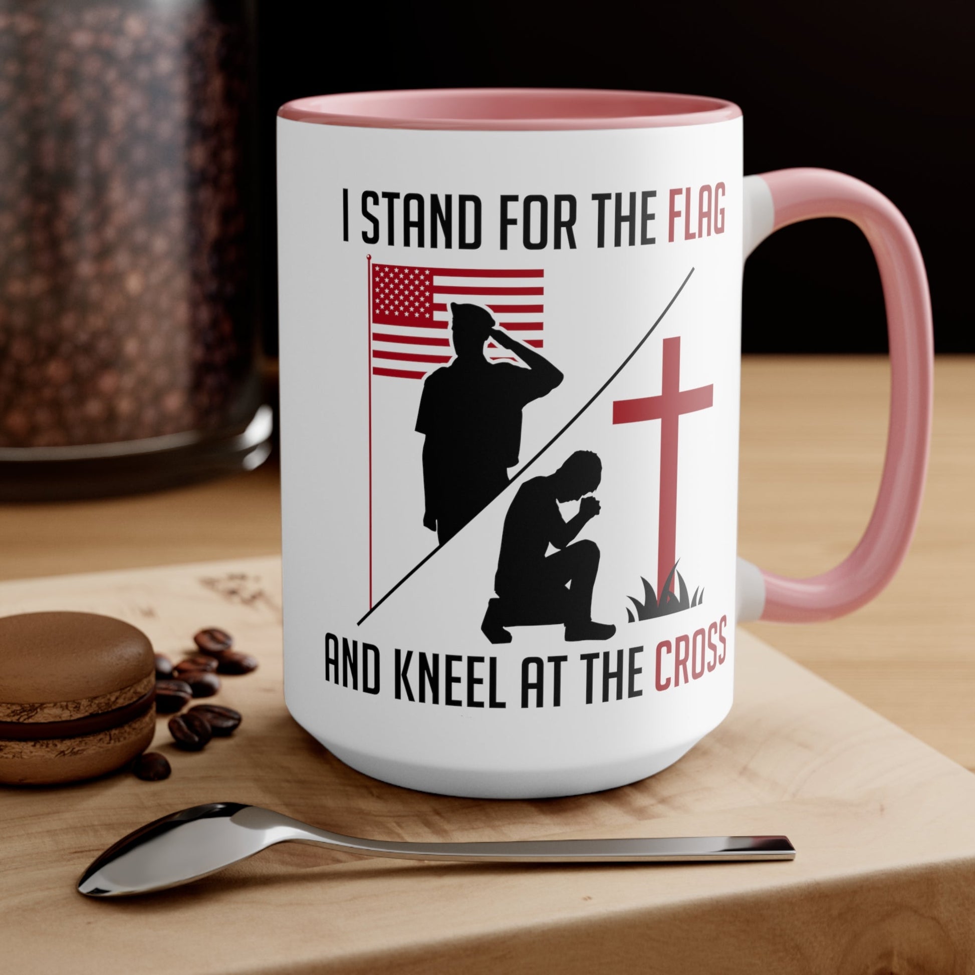 I Stand For The Flag And Kneel At The Cross Mug (2 sizes, 2 colors) - PatriotDepot.com