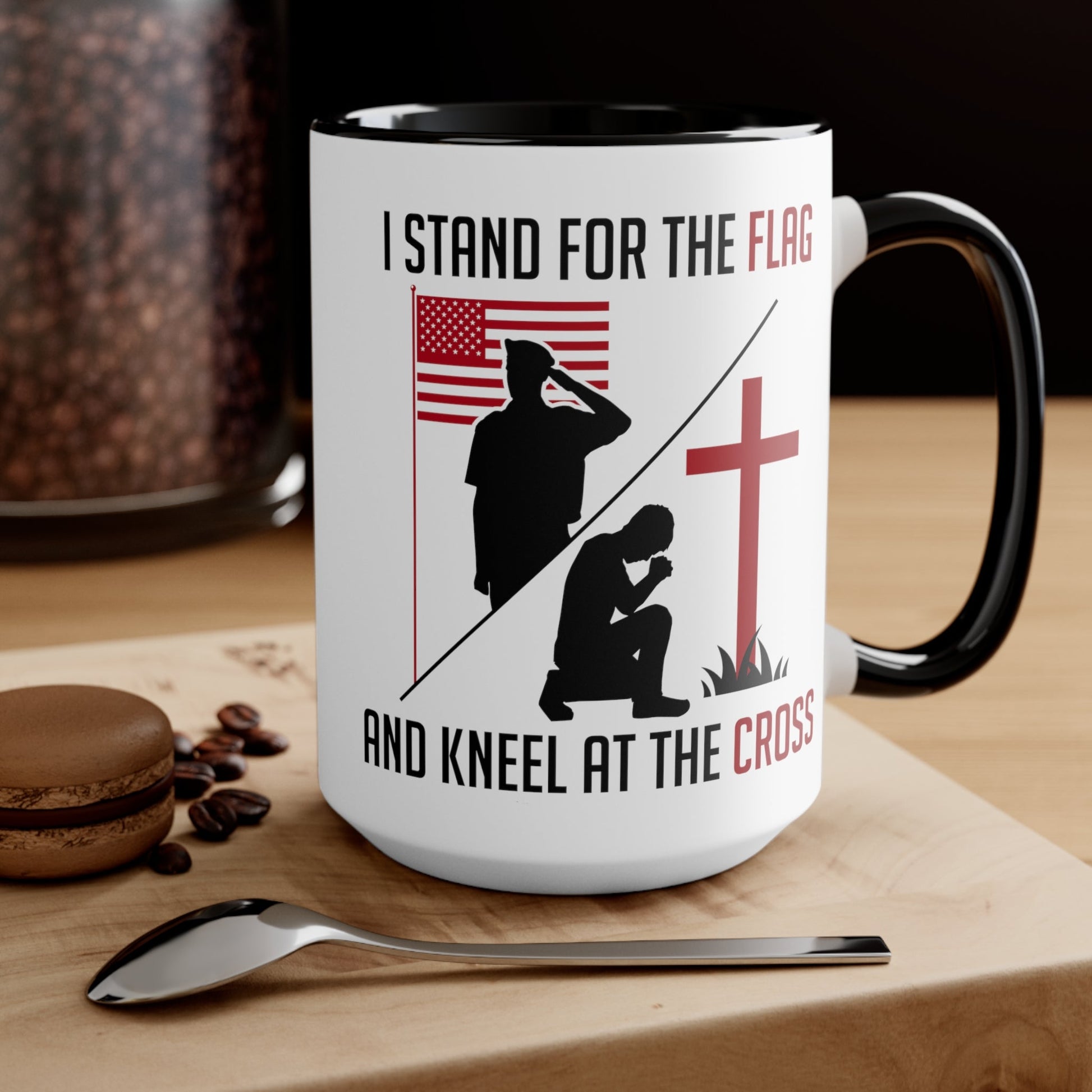 I Stand For The Flag And Kneel At The Cross Mug (2 sizes, 2 colors) - PatriotDepot.com