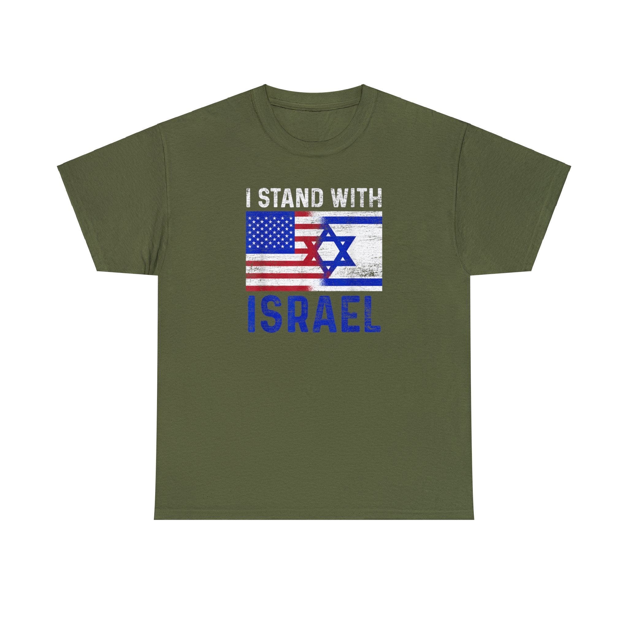 I Stand With Israel T-Shirt (USA - Israel Flag Distressed Design) - PatriotDepot.com
