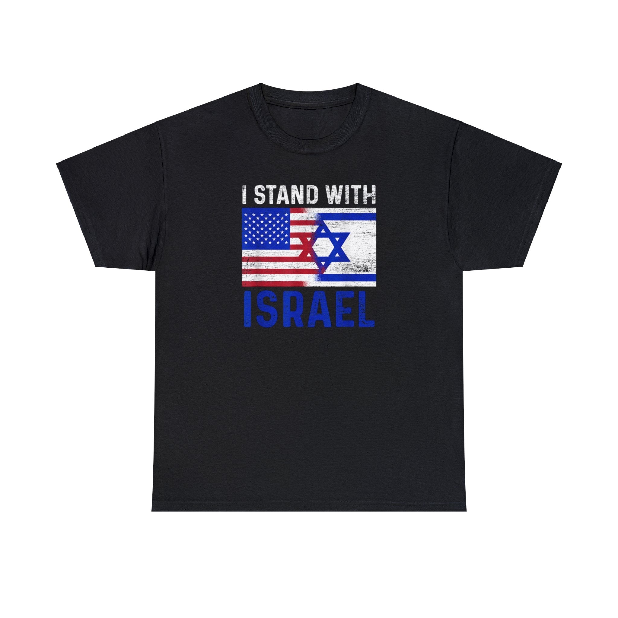 I Stand With Israel T-Shirt (USA - Israel Flag Distressed Design) - PatriotDepot.com