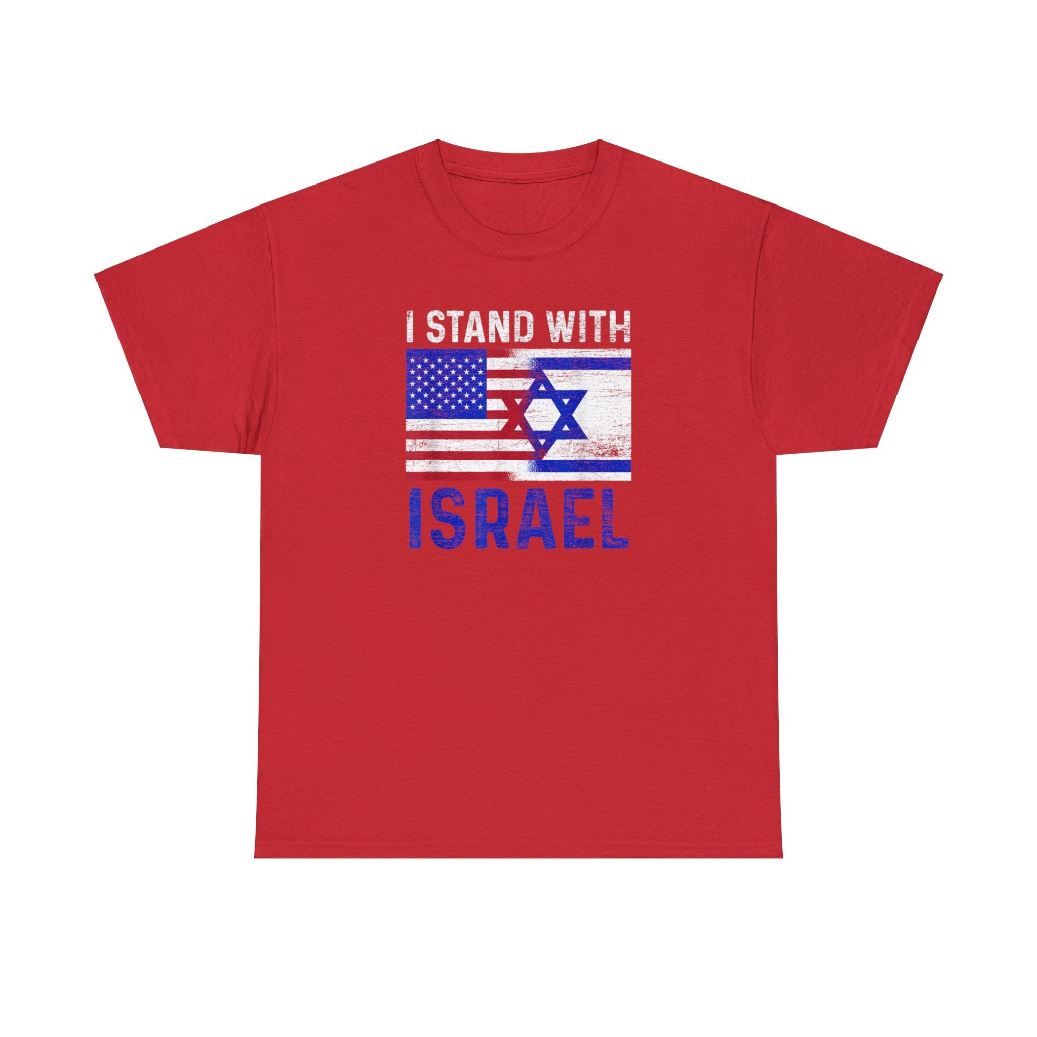 I Stand With Israel T-Shirt (USA - Israel Flag Distressed Design) - PatriotDepot.com