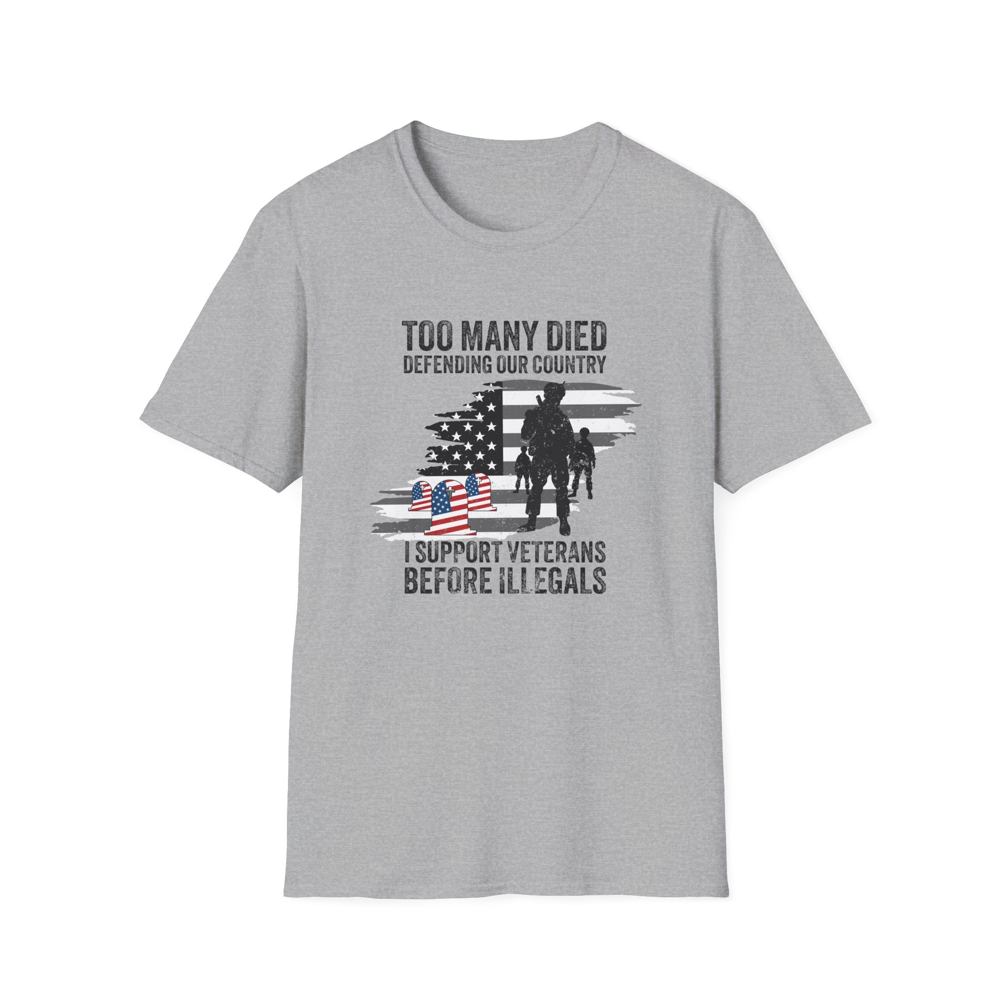 I Support Veterans Before Illegals T-Shirt - PatriotDepot.com