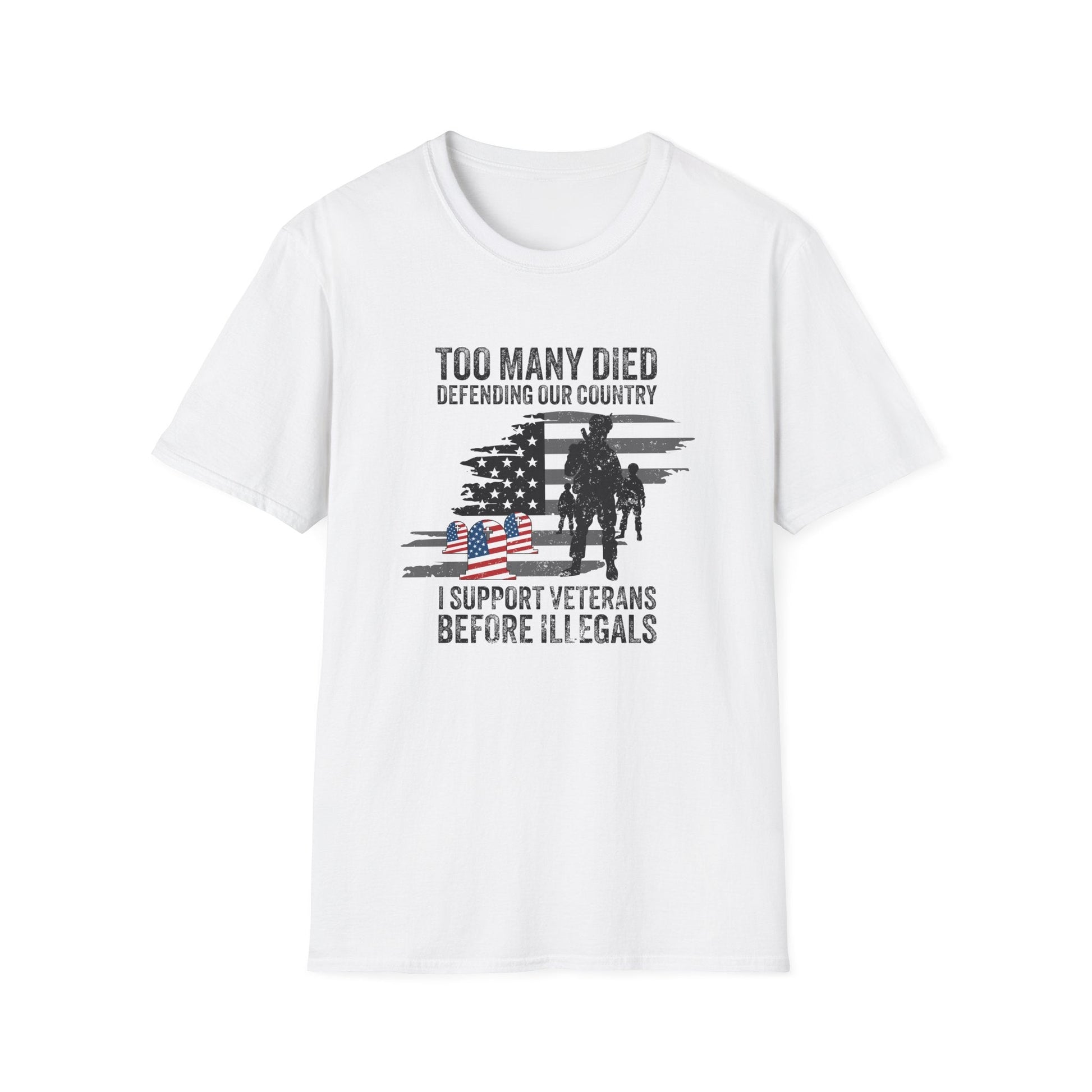 I Support Veterans Before Illegals T-Shirt - PatriotDepot.com
