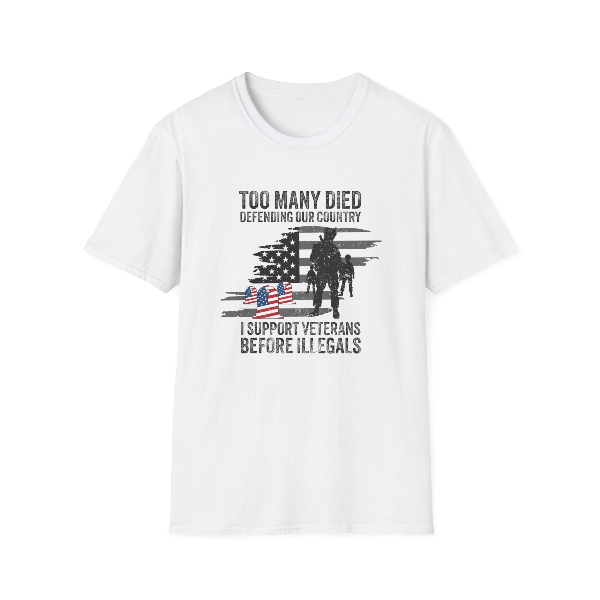 I Support Veterans Before Illegals T-Shirt - PatriotDepot.com