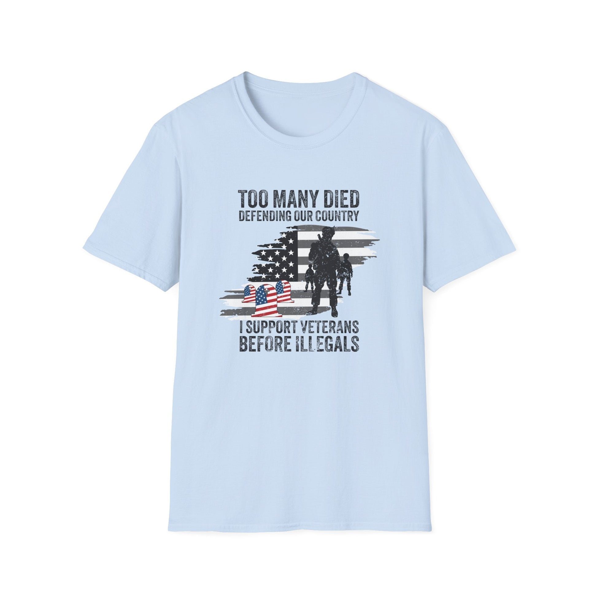 I Support Veterans Before Illegals T-Shirt - PatriotDepot.com