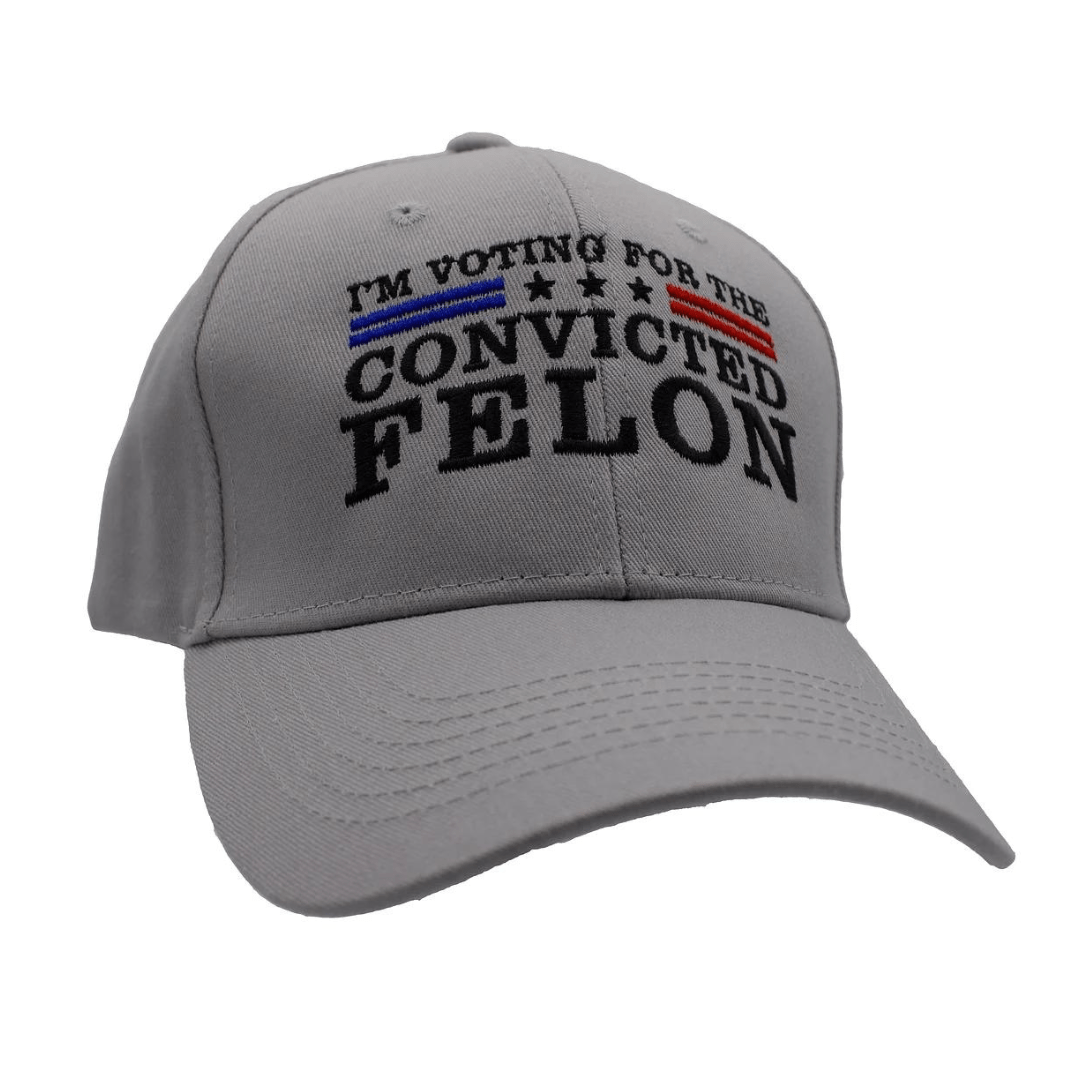 I'm Voting For The Convicted Felon Custom Embroidered Hat (Gray) - PatriotDepot.com