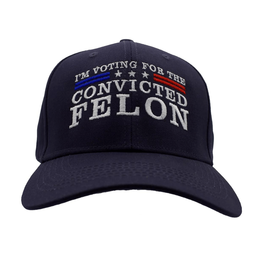 I'm Voting For The Convicted Felon Custom Embroidered Hat (Navy) - PatriotDepot.com