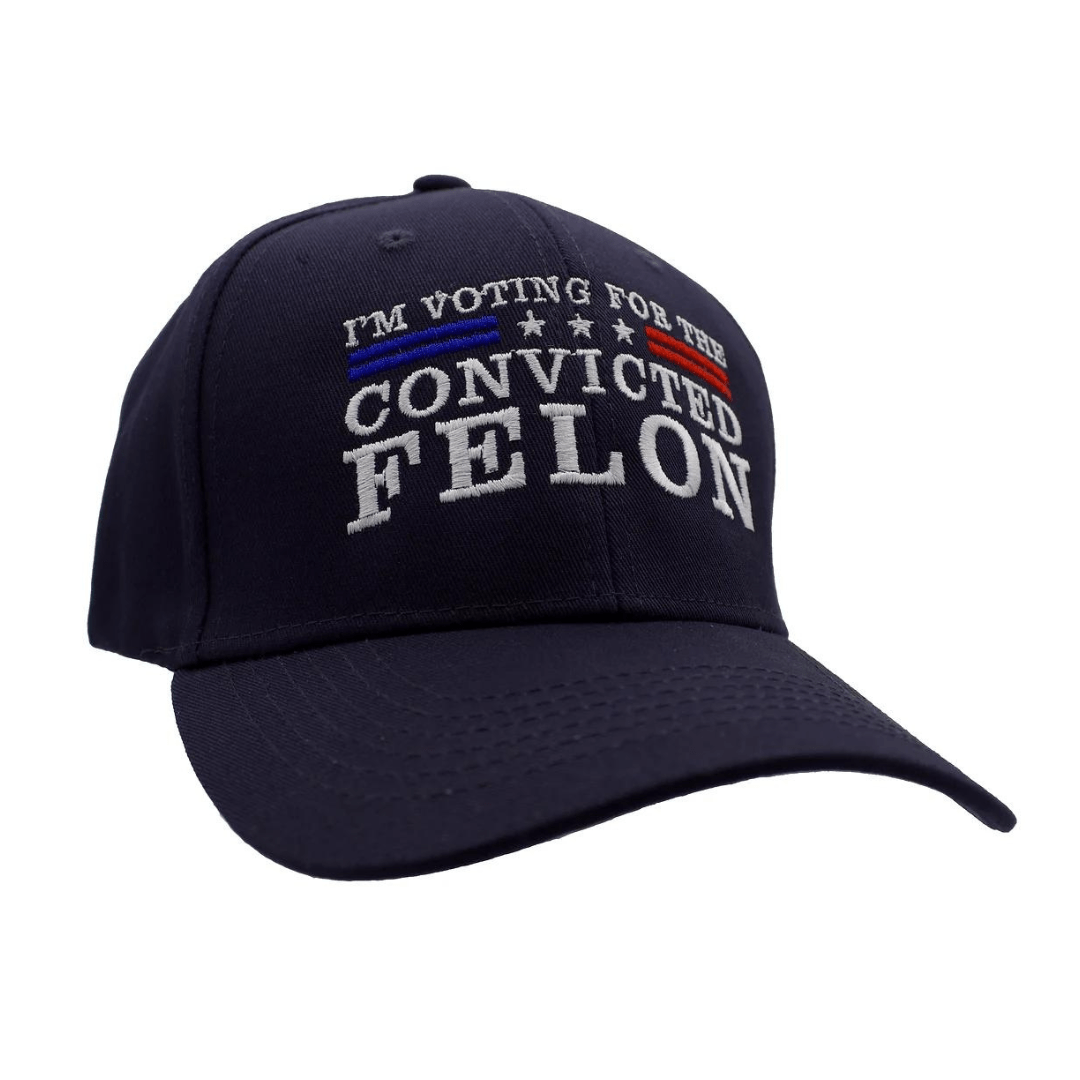 I'm Voting For The Convicted Felon Custom Embroidered Hat (Navy) - PatriotDepot.com