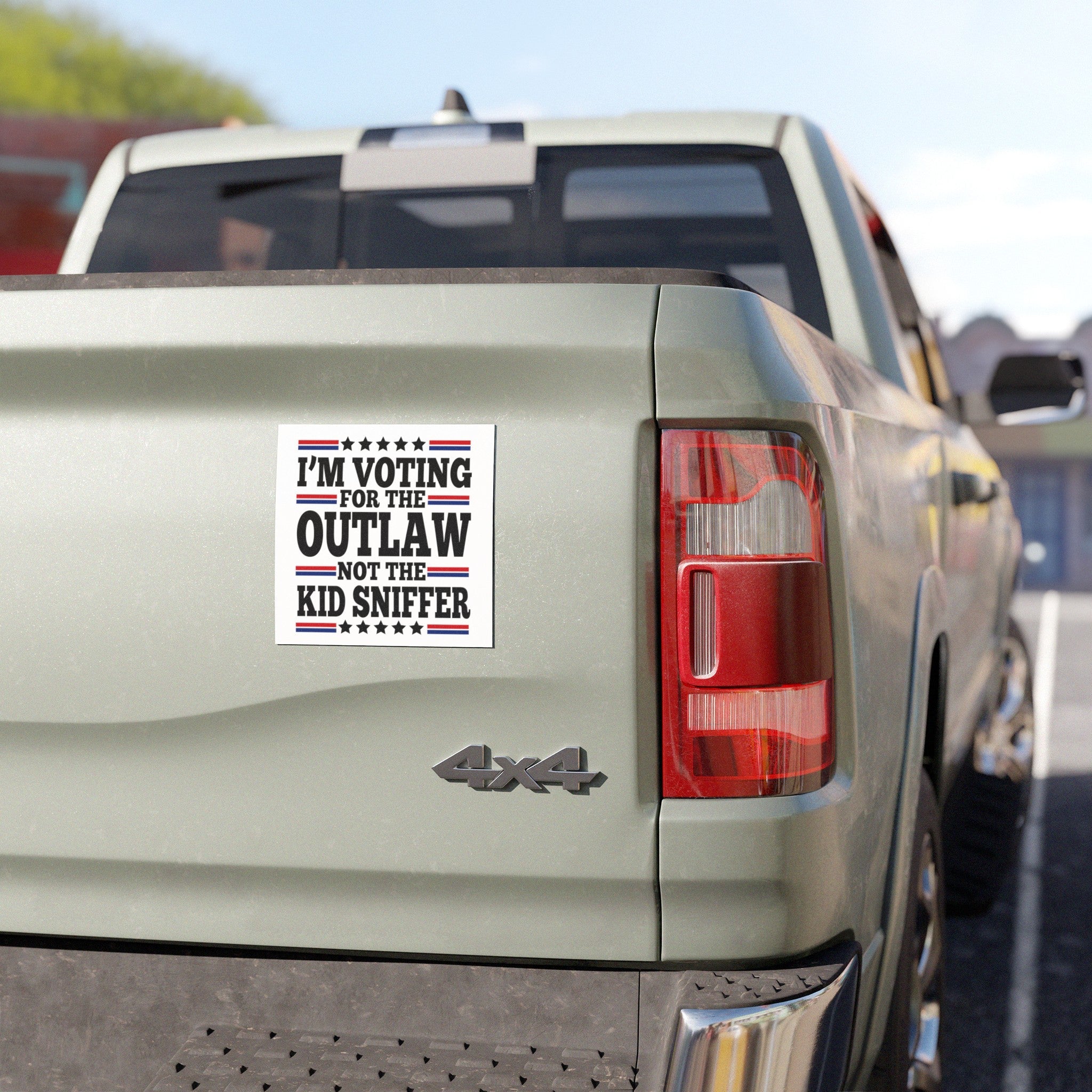 I'm Voting for the Outlaw Not the Kid Sniffer Car Magnet - PatriotDepot.com