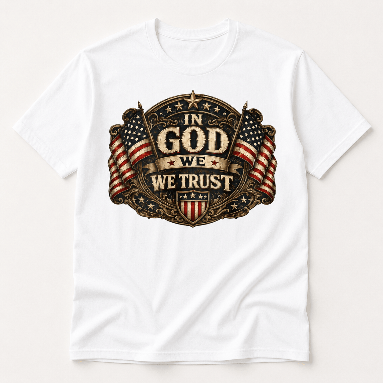 In God We Trust Patriotic Flag T-Shirt | Vintage Americana Tee - PatriotDepot.com