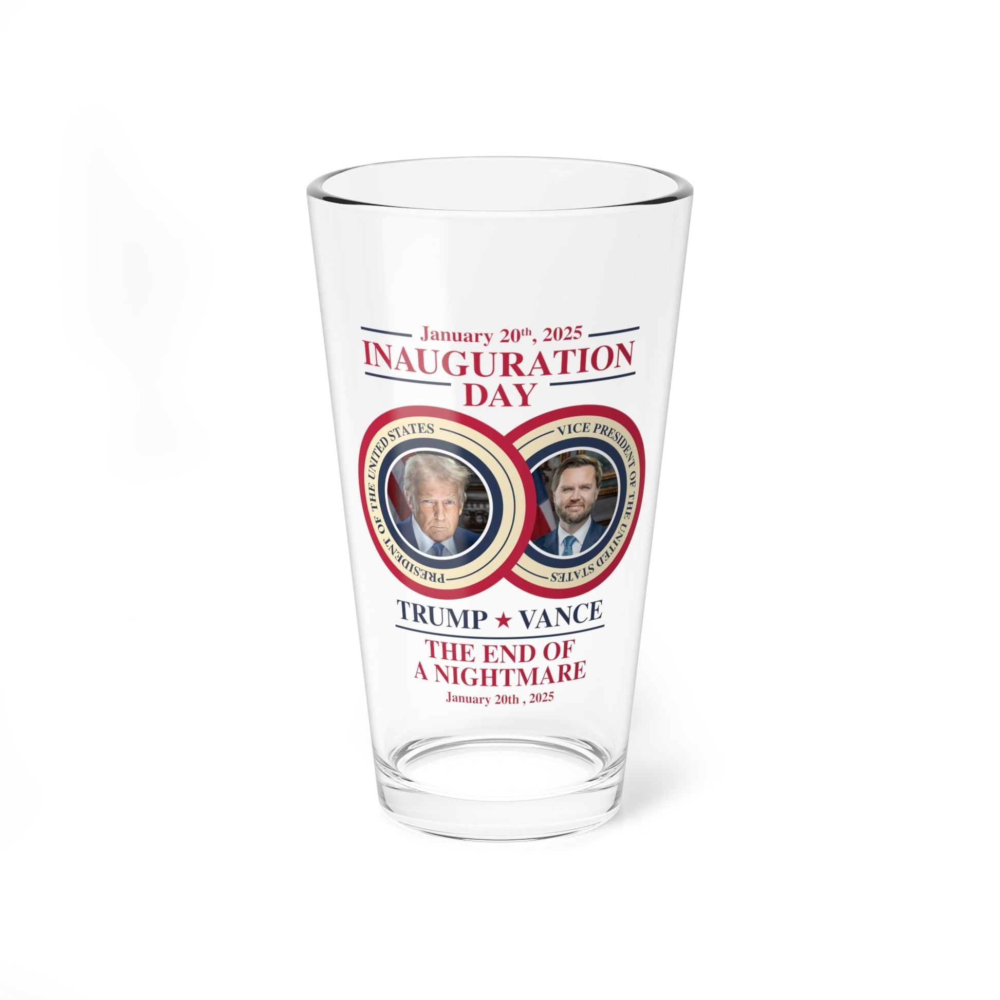 Inauguration Day January 20, 2025, Trump - Vance Pint Glass - PatriotDepot.com