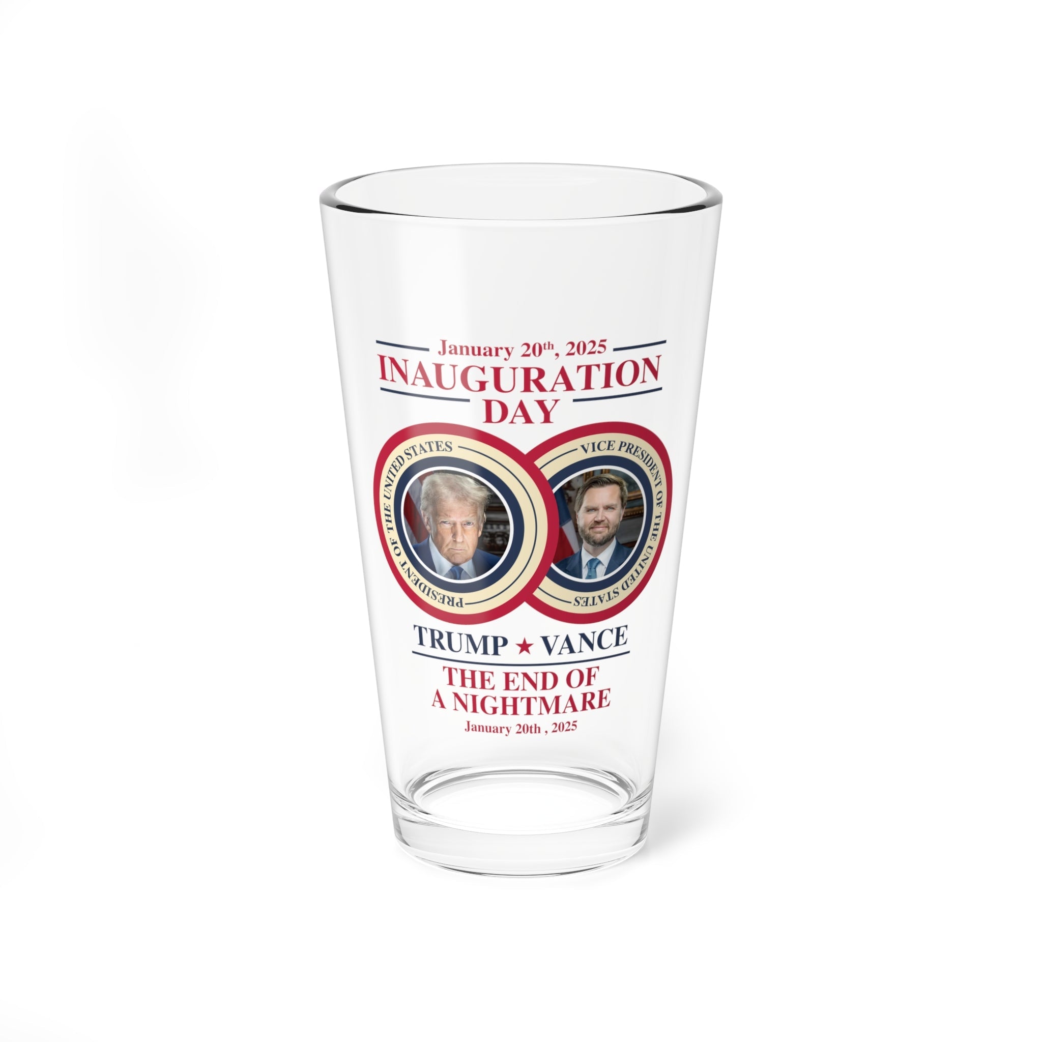Inauguration Day January 20, 2025, Trump - Vance Pint Glass - PatriotDepot.com