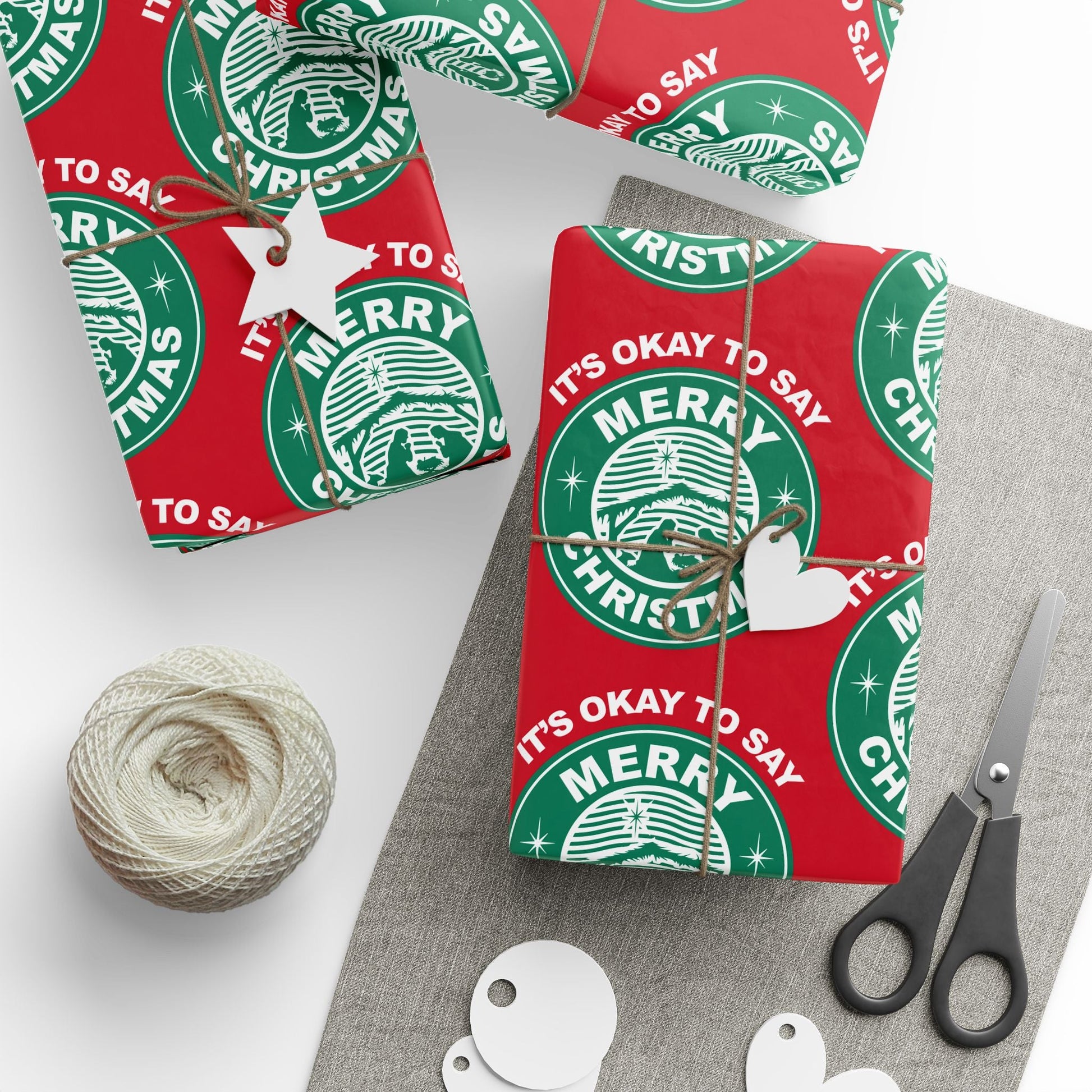 It's Okay To Say Merry Christmas Custom Wrapping Paper Roll - PatriotDepot.com