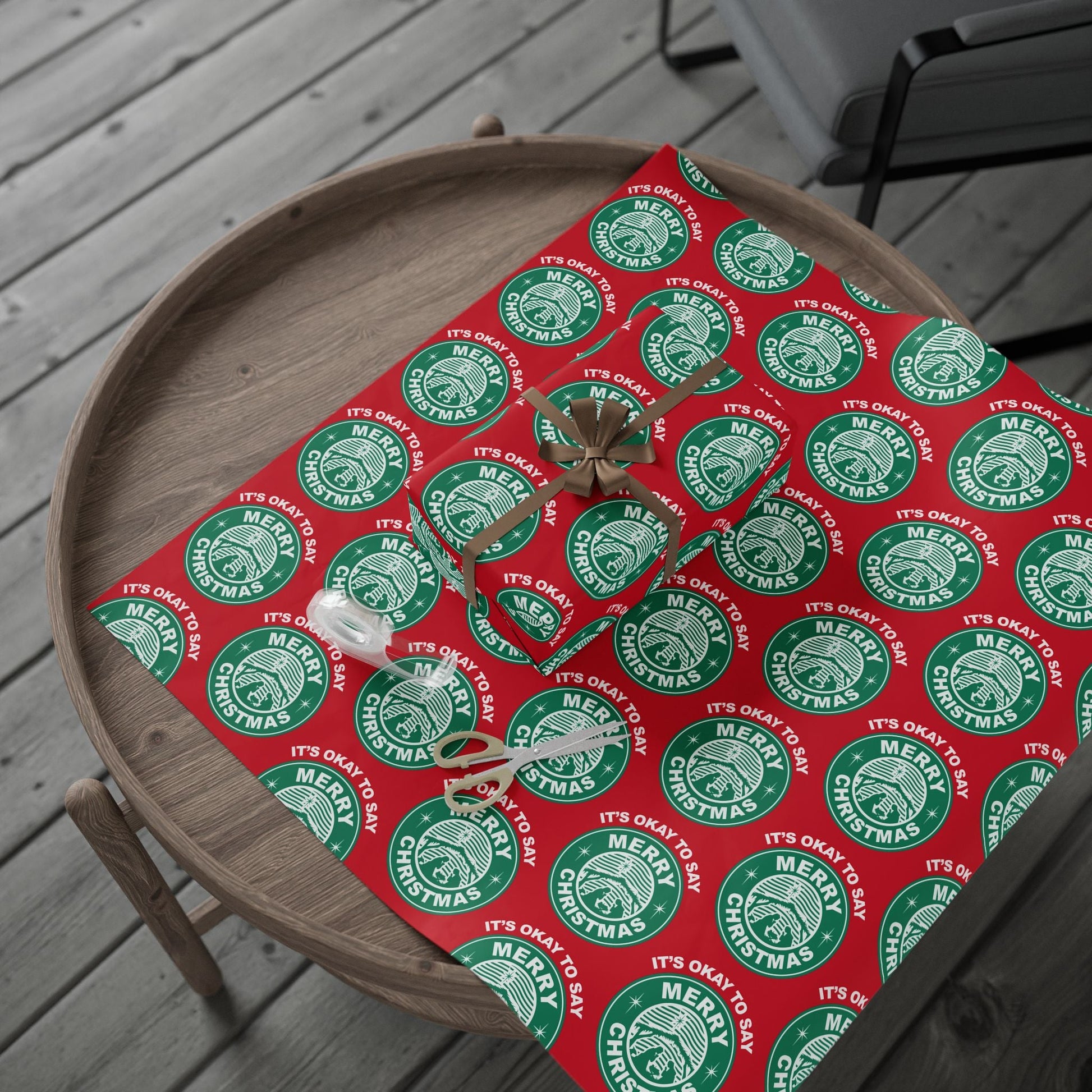 It's Okay To Say Merry Christmas Custom Wrapping Paper Roll - PatriotDepot.com