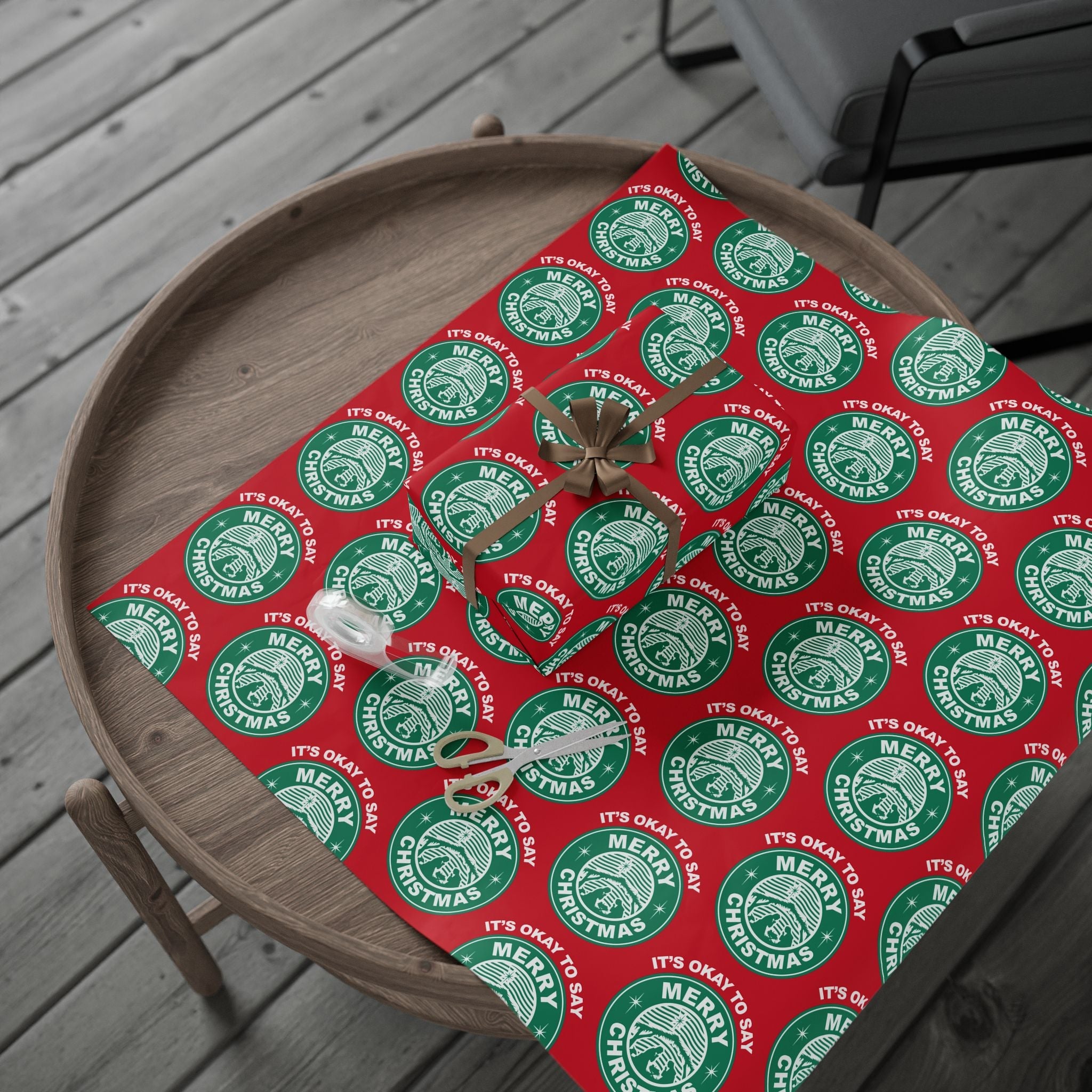 It's Okay To Say Merry Christmas Custom Wrapping Paper Roll - PatriotDepot.com