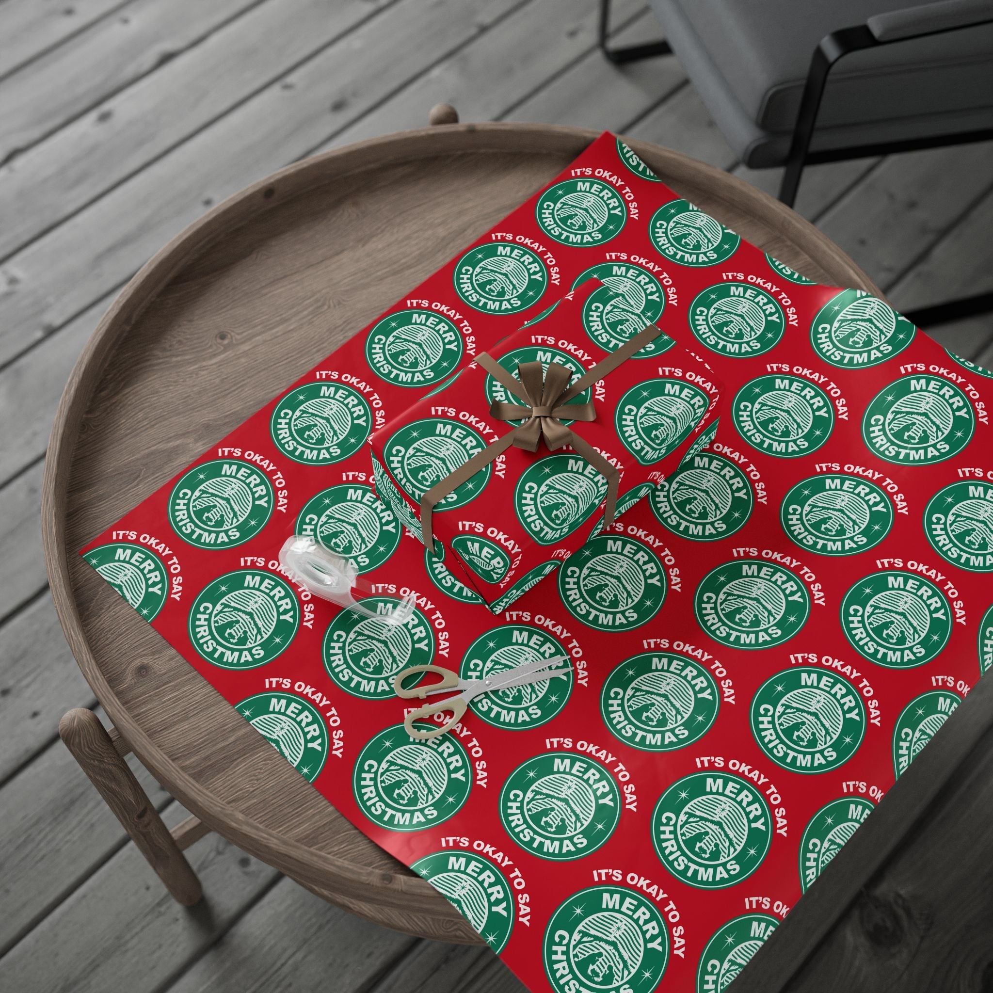 It's Okay To Say Merry Christmas Custom Wrapping Paper Roll - PatriotDepot.com