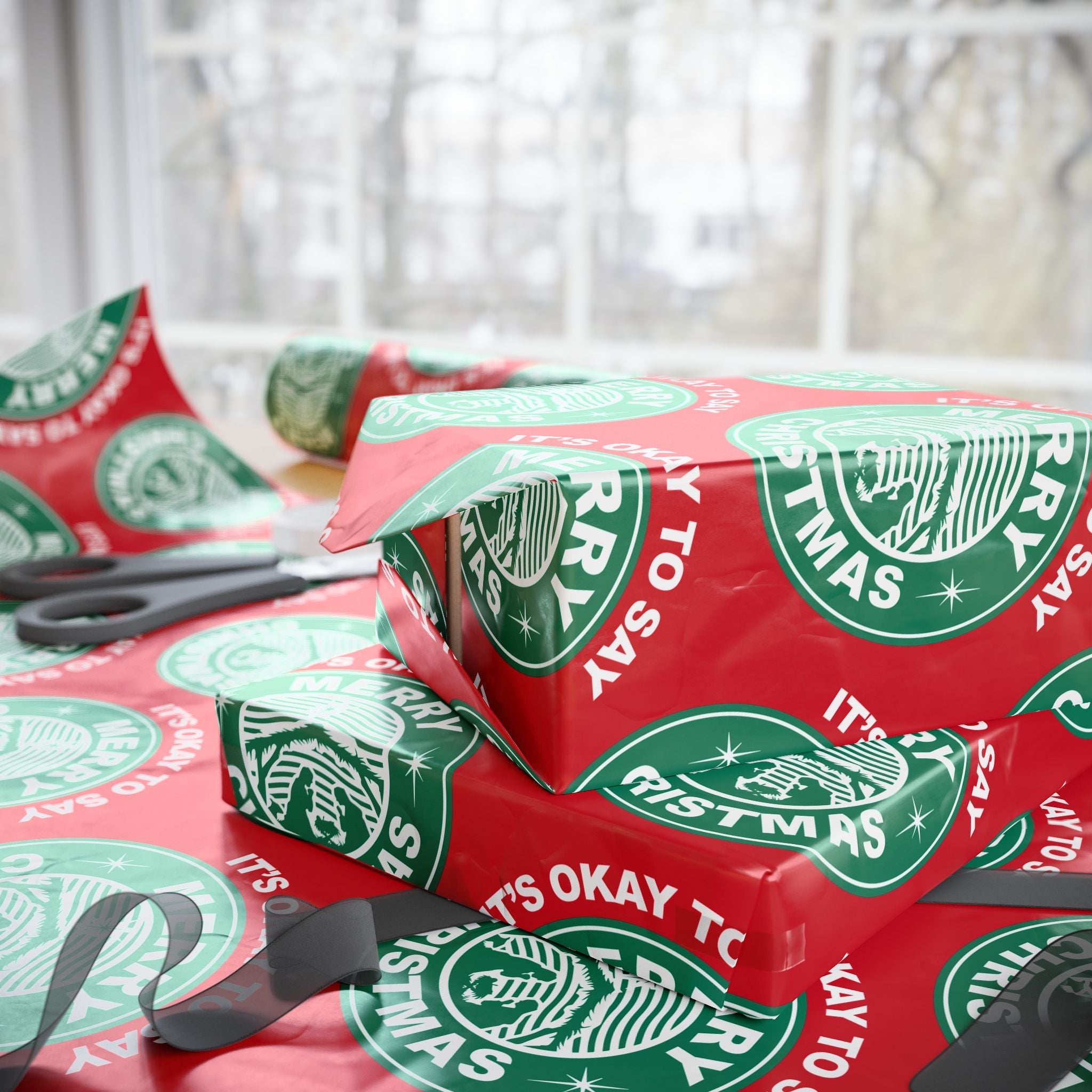 It's Okay To Say Merry Christmas Custom Wrapping Paper Roll - PatriotDepot.com